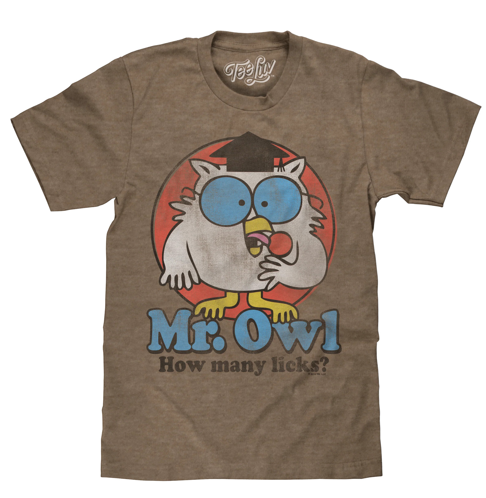 Mr. Owl How Many Licks? Mens T Shirt Brown