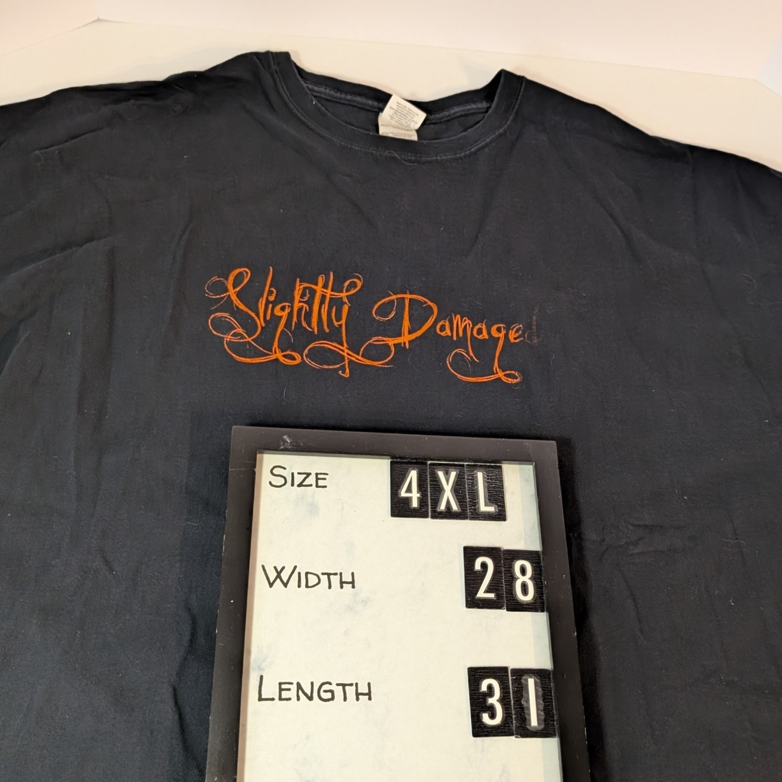Black Slightly Damaged Script 4XL, XXXXL, T-Shirt, Halloween, Crew Neck, Cotton