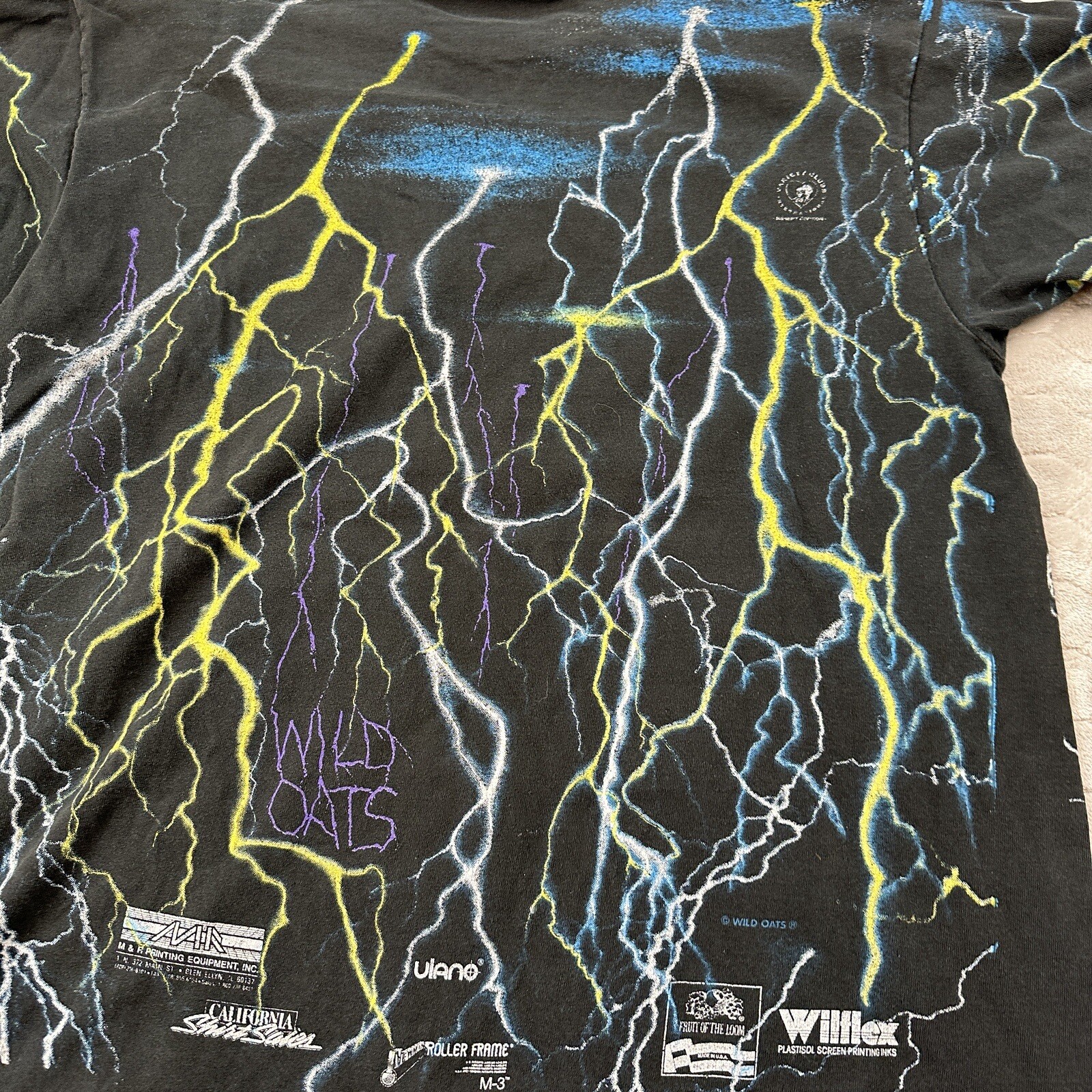 Vintage Wild Oats Lightning Test Print Shirt – Sz XL – AOP Rare See Pics
