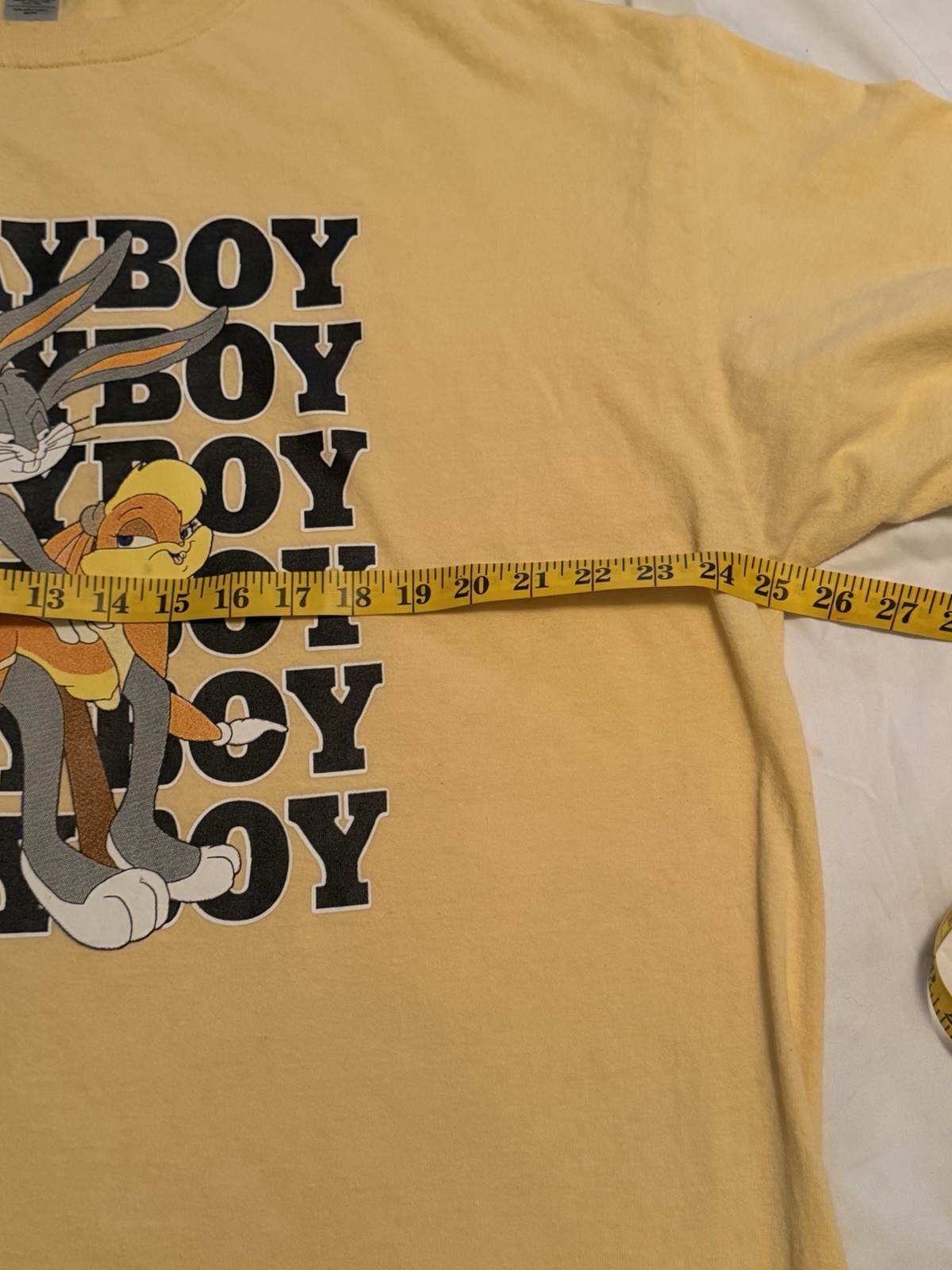 Y2K Playboy Bugs Bunny Lola Bunny Graphic T-Shirt Yellow 2XL Looney Tunes RARE
