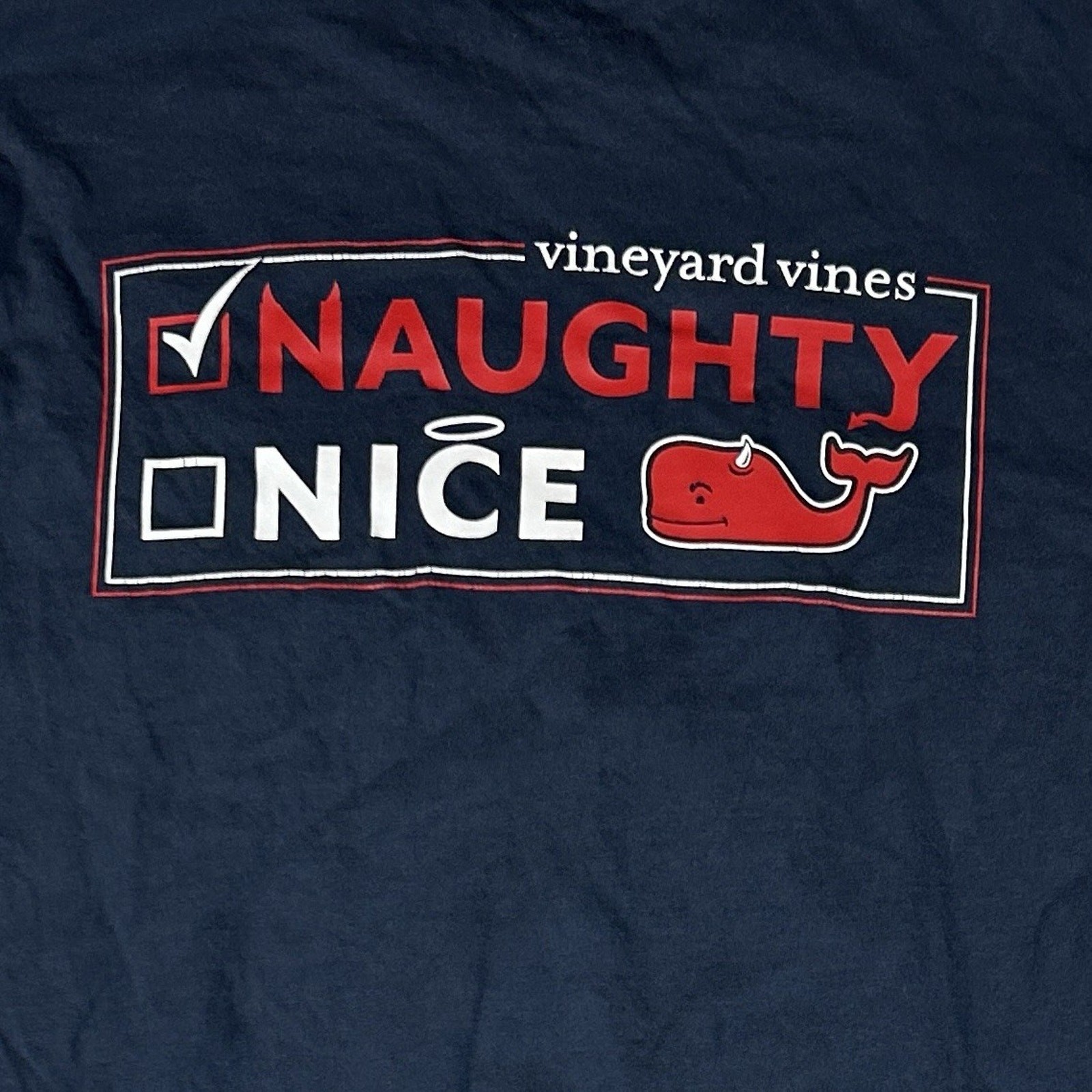 Vineyard Vines Long Sleeve Shirt Men’s Small Naughty or Nice Christmas Top Blue