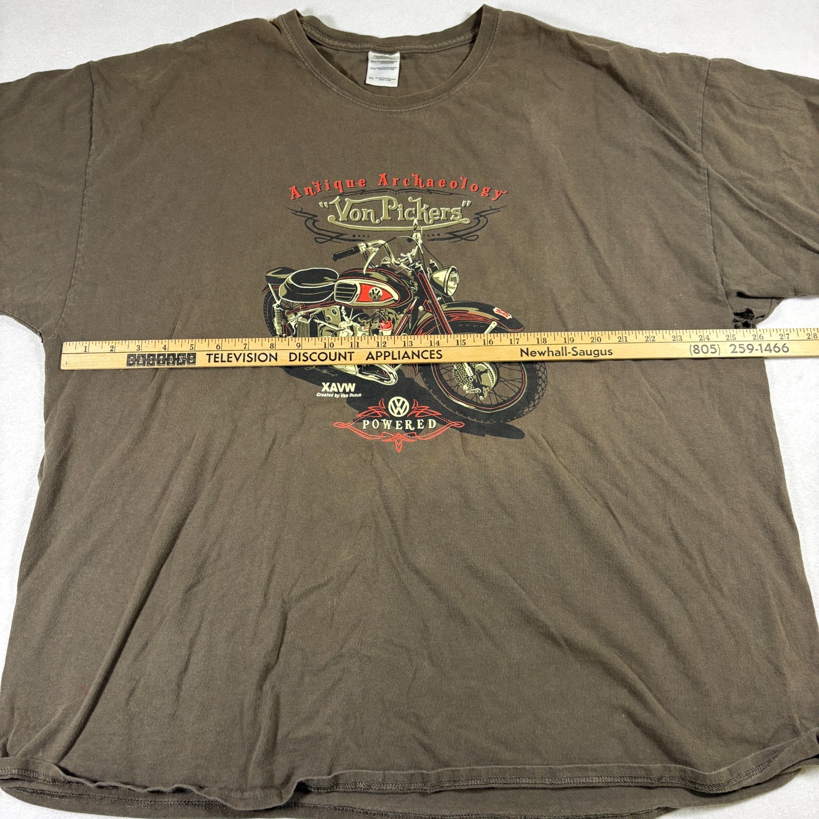 Biker Tshirt 3XL Brown Graphic T Shirt Von Pickers Motorcycle Vintage Grunge Tee