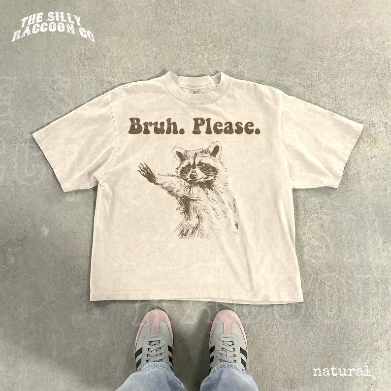 Bruh Please Raccoon Sarcastic Comfort Tee