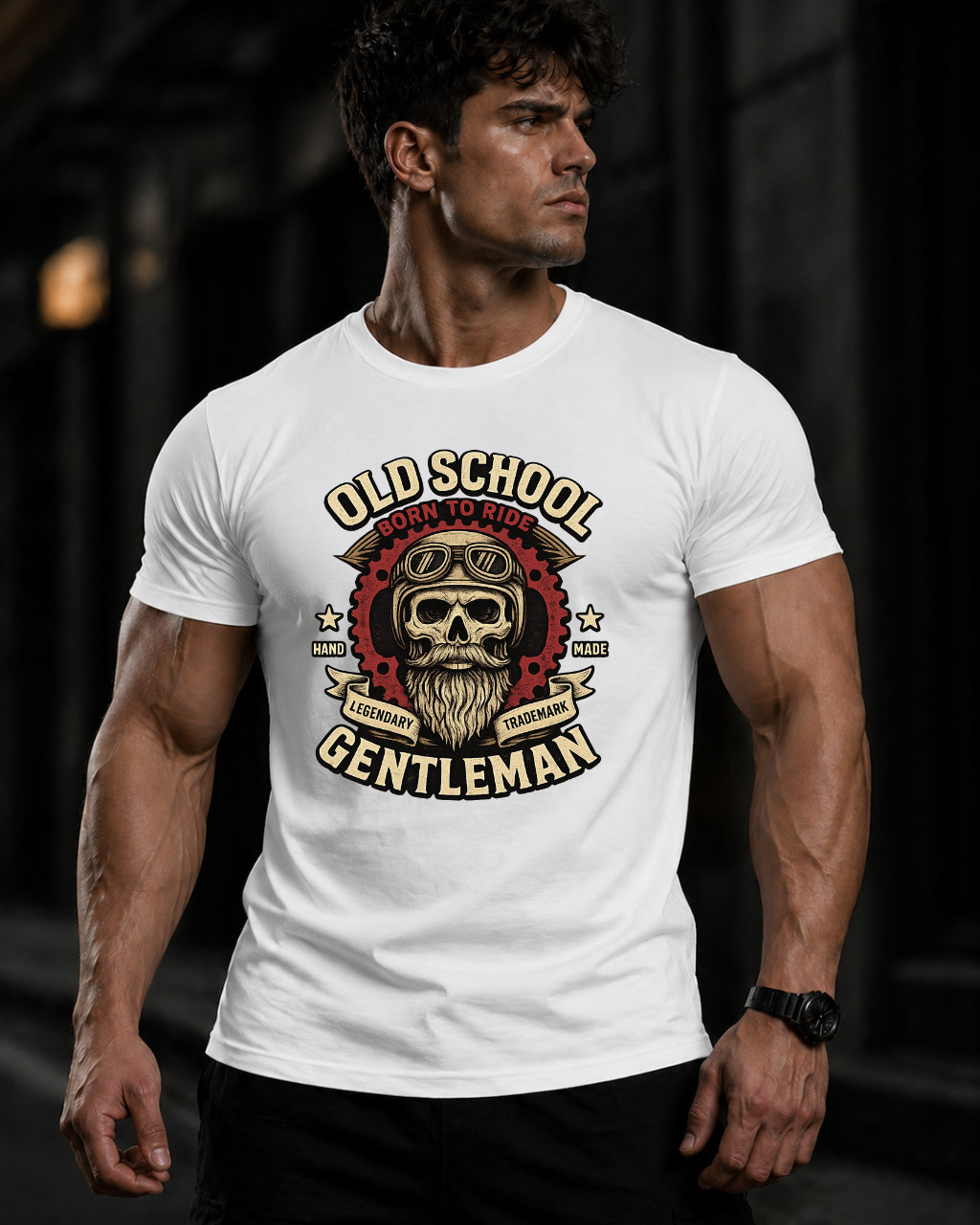 Men’s Heavy Cotton Crew Neck T-Shirt Graphic Premium Casual Daily Wear Biker Tee