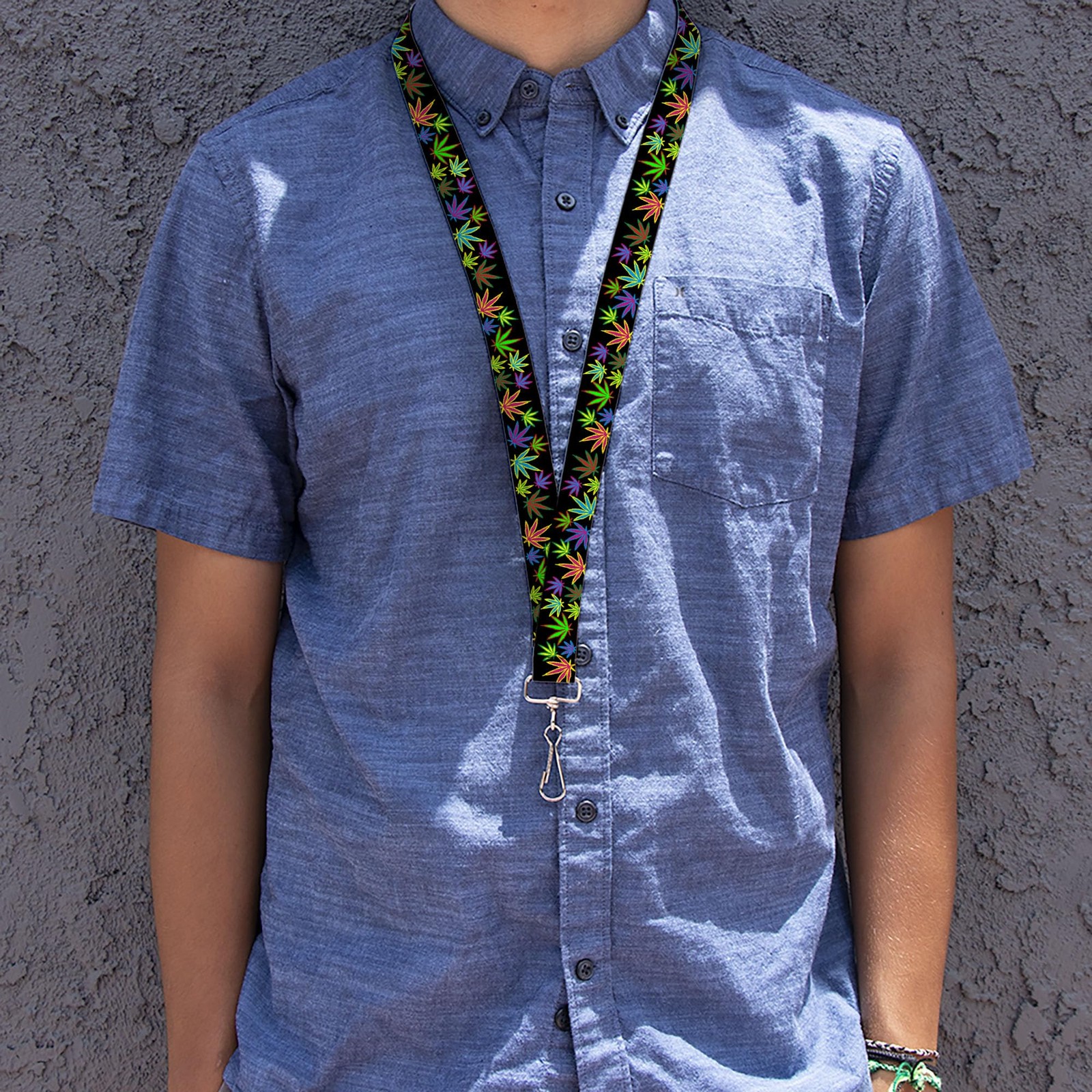 Lanyard – 1.0 – Multi Marijuana Leaves Black Multi Color