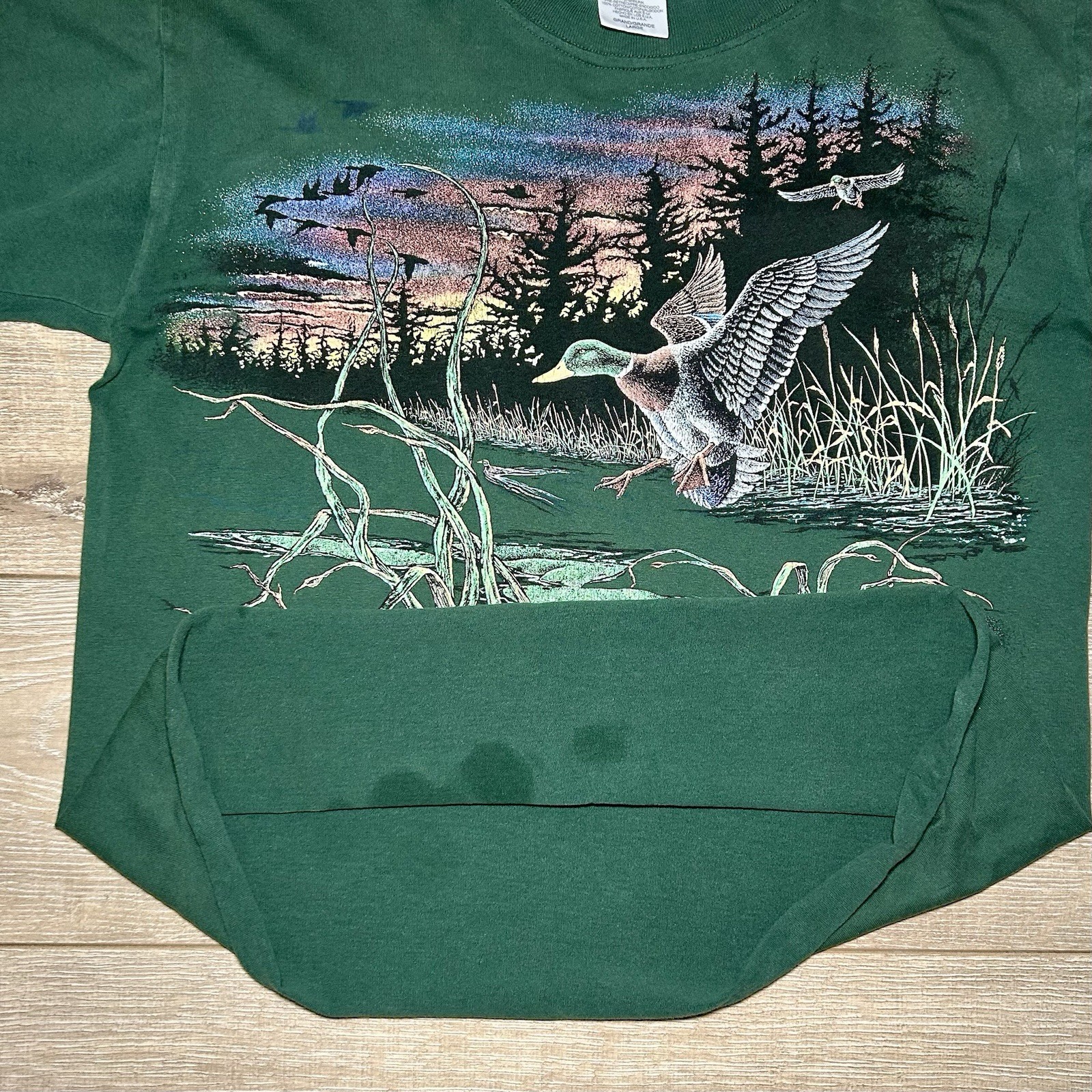 Vintage 1994 Mallard Duck T Shirt L Wildlife Nature Waterfowl Raw Hem Boxy VTG