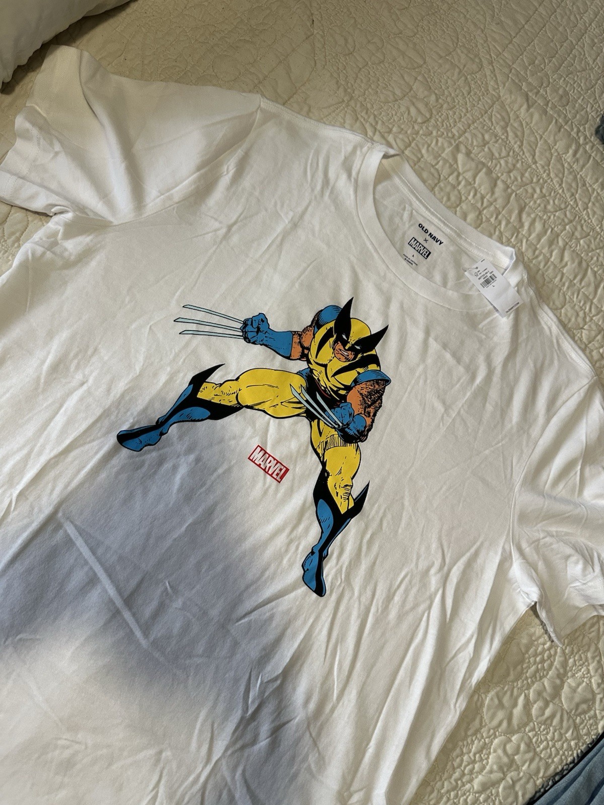 Old Navy x Marvel Wolverine White Graphic Print Logo Men’s Crew Neck T-Shirt L