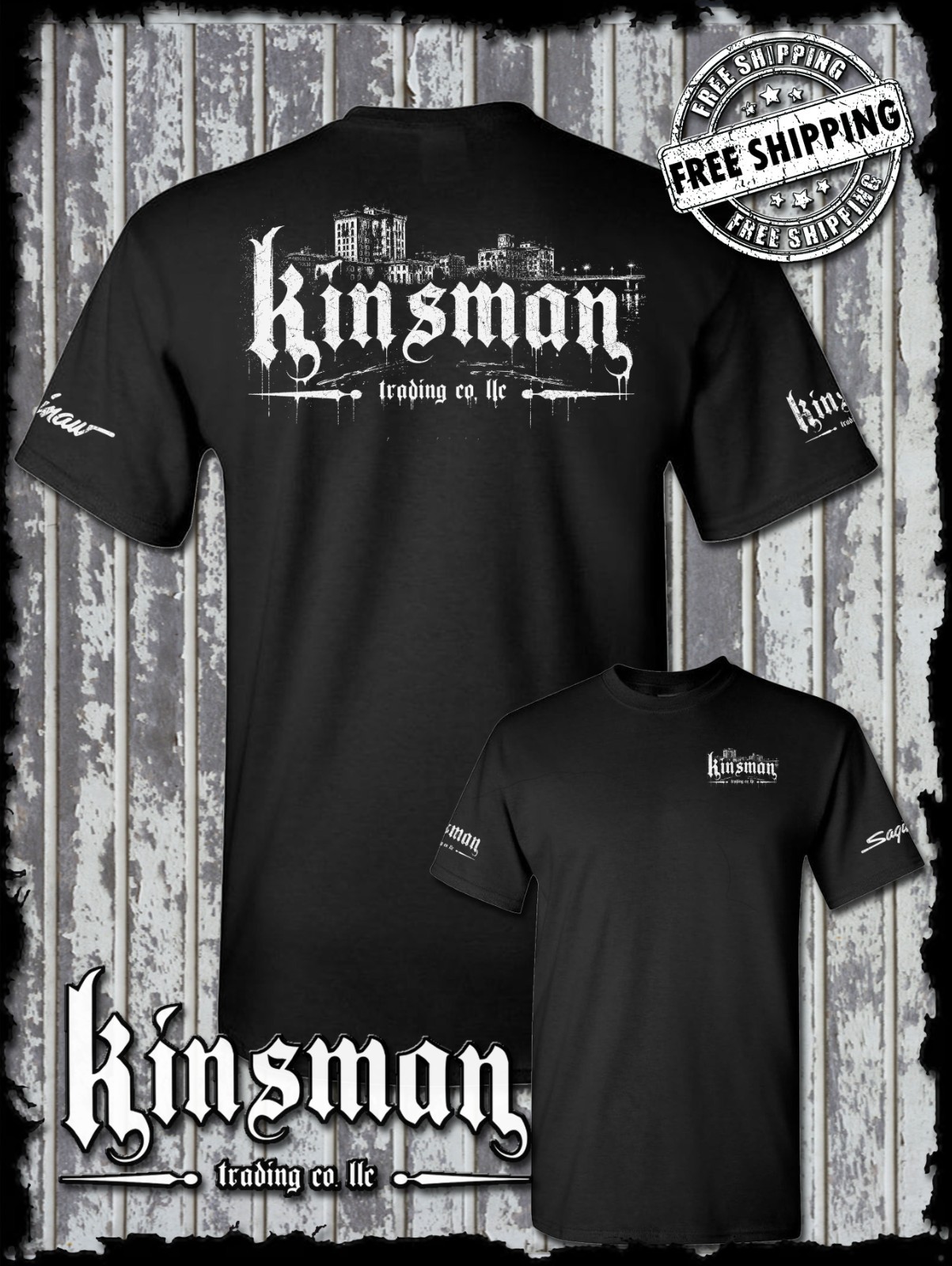 Kinsman Trading Co. LLC Saginaw City Logo 2-Sided T-Shirt Michigan