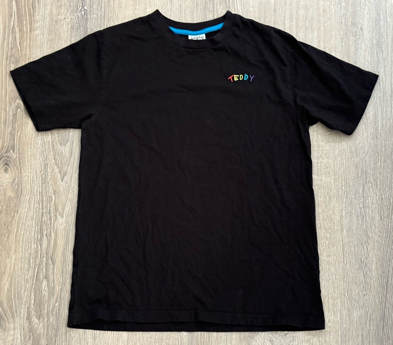 Teddy Fresh Graphic T-Shirt Stitched Button Eye Bear Men’s Medium Black