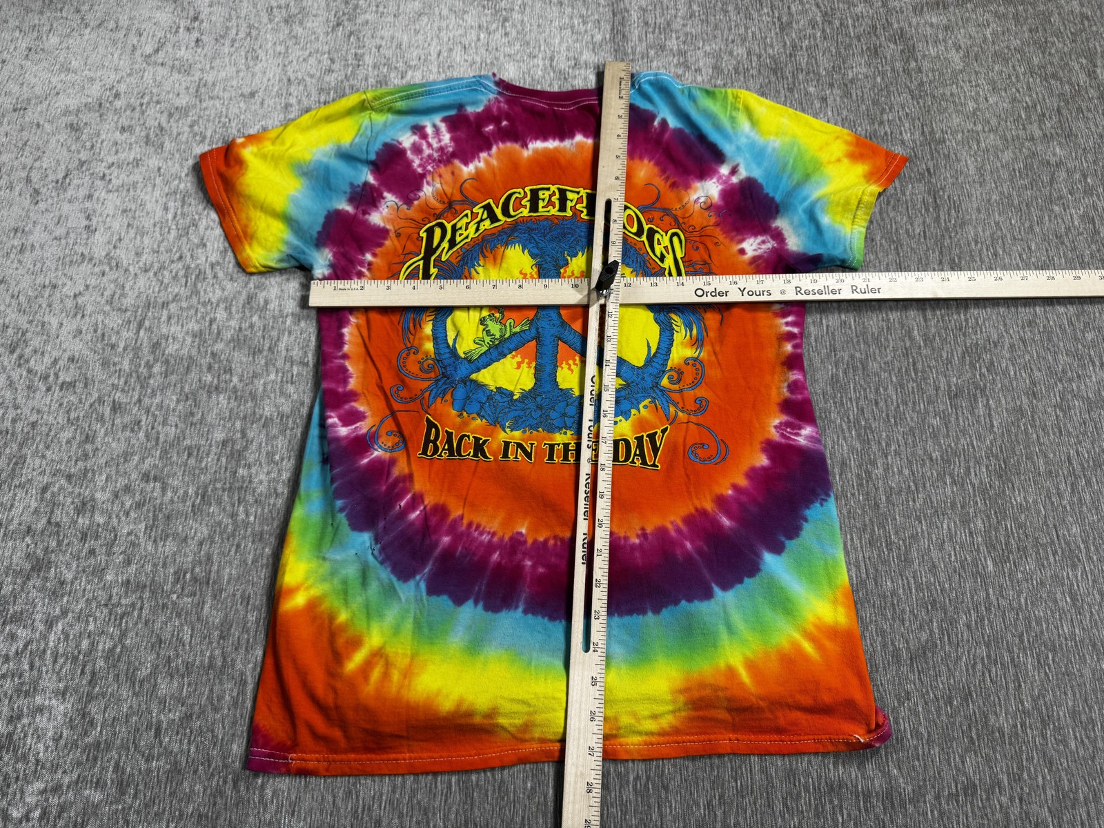 Peace Frogs Shirt Mens Medium Tie Dye Back In The Day Hippie Graphic Tee T-Shirt