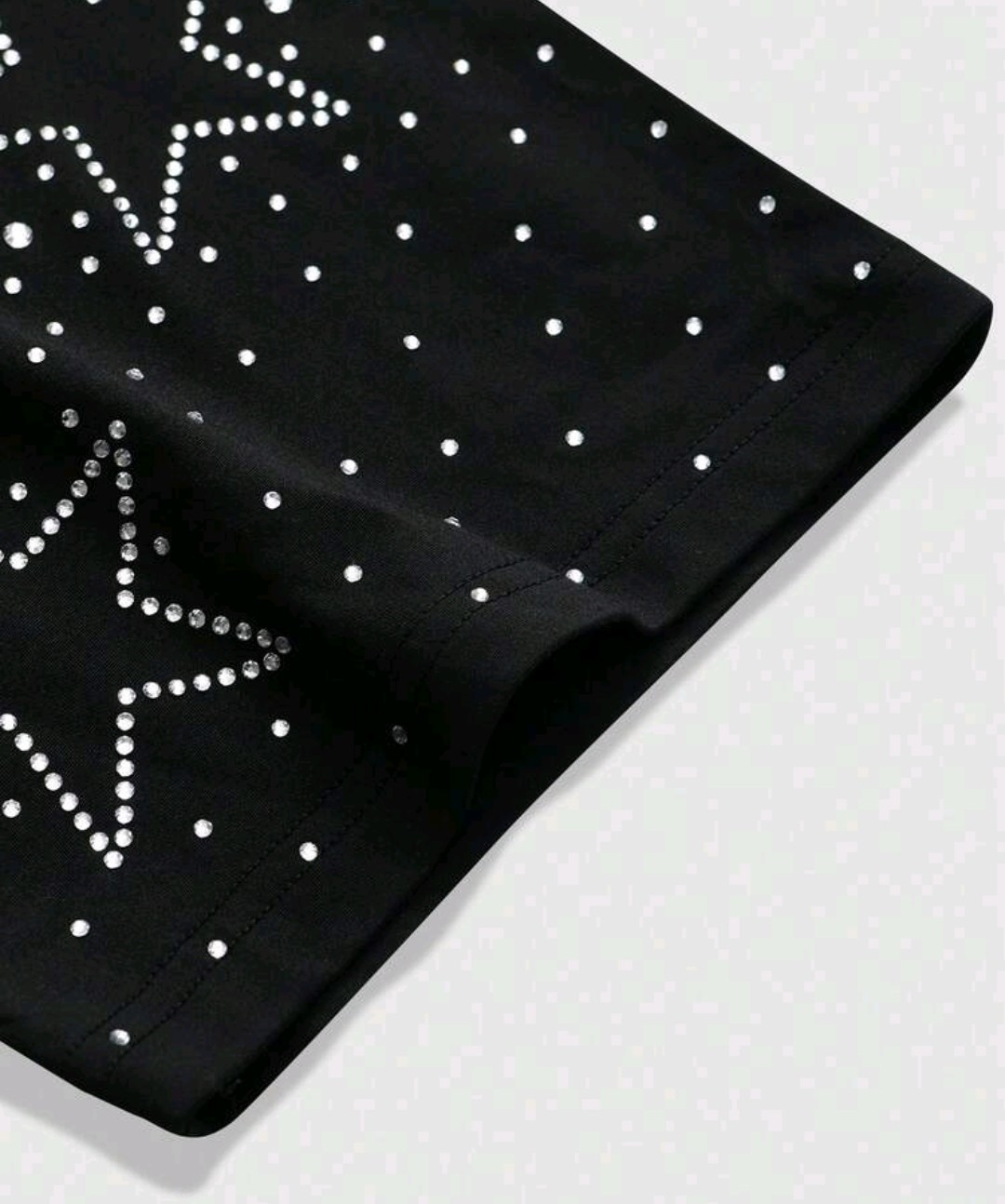 New Men Luxury Diamond Stars Rhinestones Fashion Black T-Shirt High Quality
