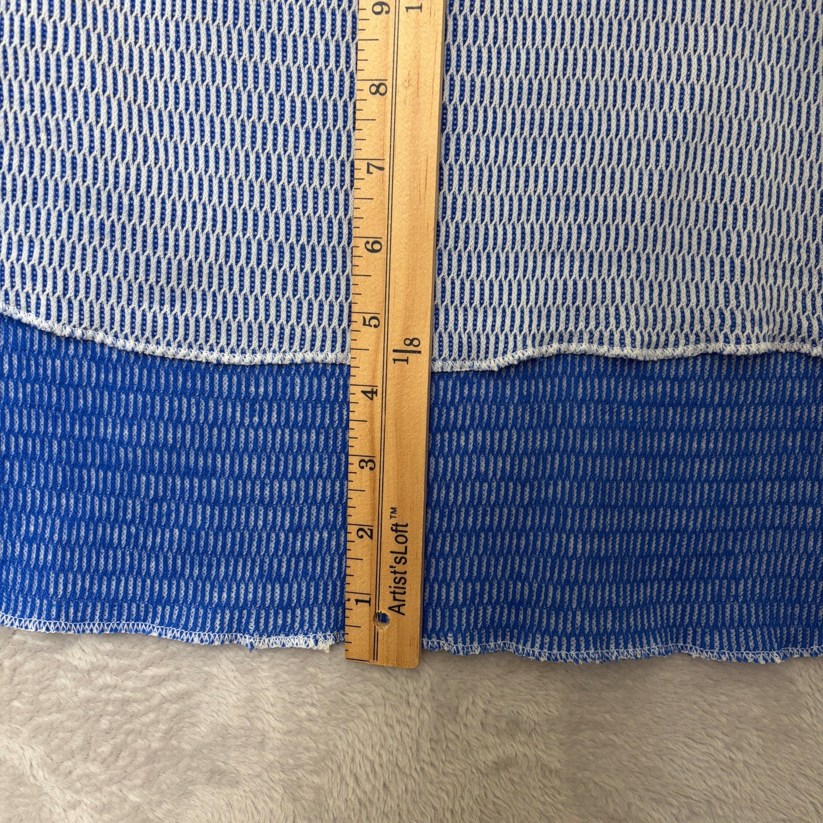 Hanes Vintage Thermal Top Blue/White Textured Weave Pattern XL 50/50 blend knit