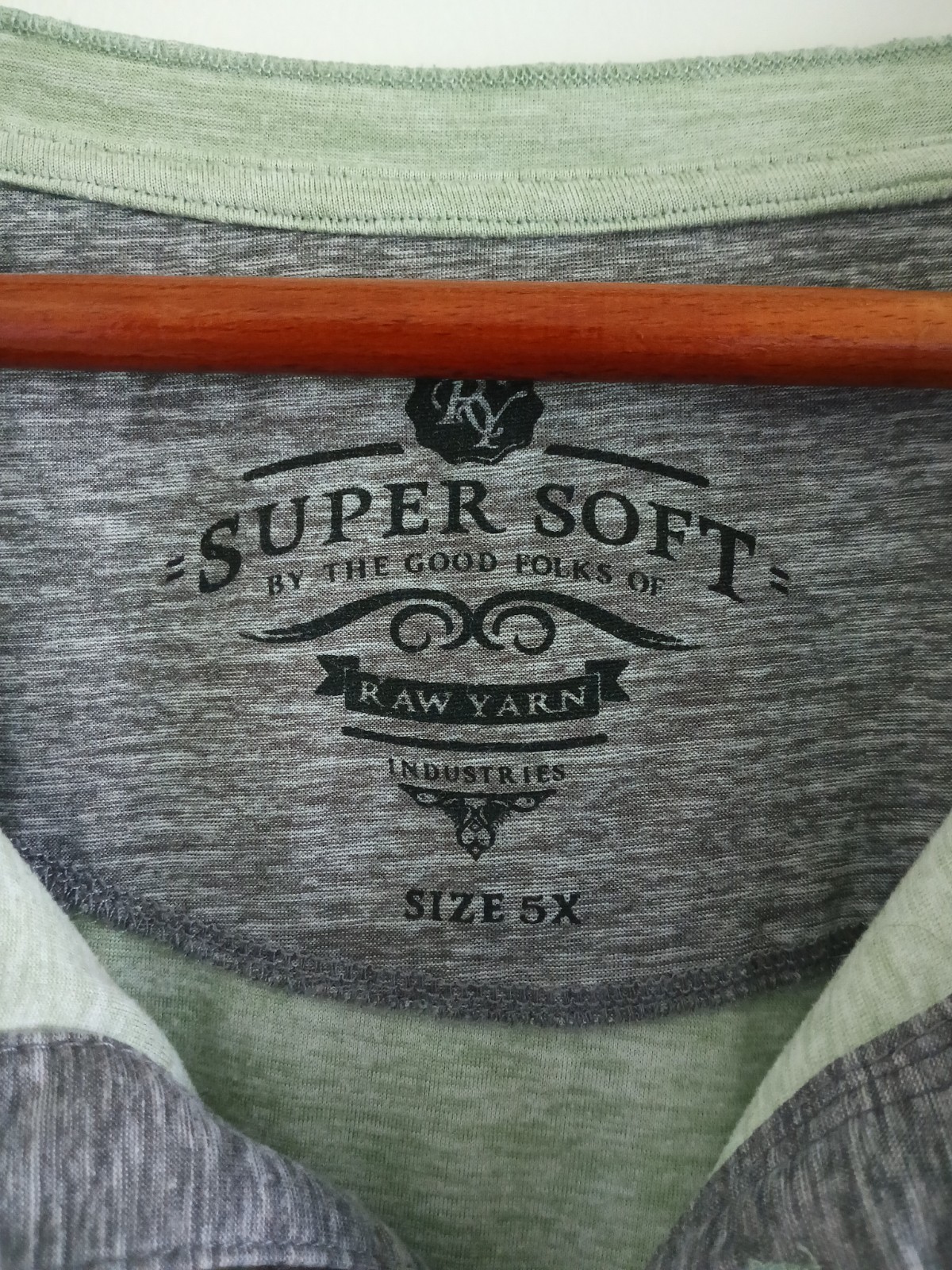 Raw Yarn Supersoft Men’s Henley Shirt Size 3XL sage green Polyester Machine Wash
