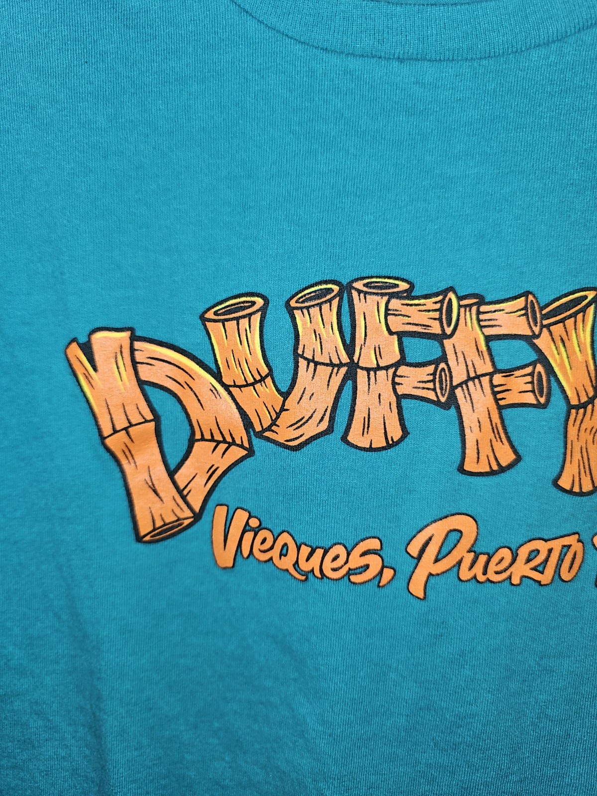 Duffys Vieques Puerto Rico Medium Mens Blue Double-sided Graphic Logo Tshirt