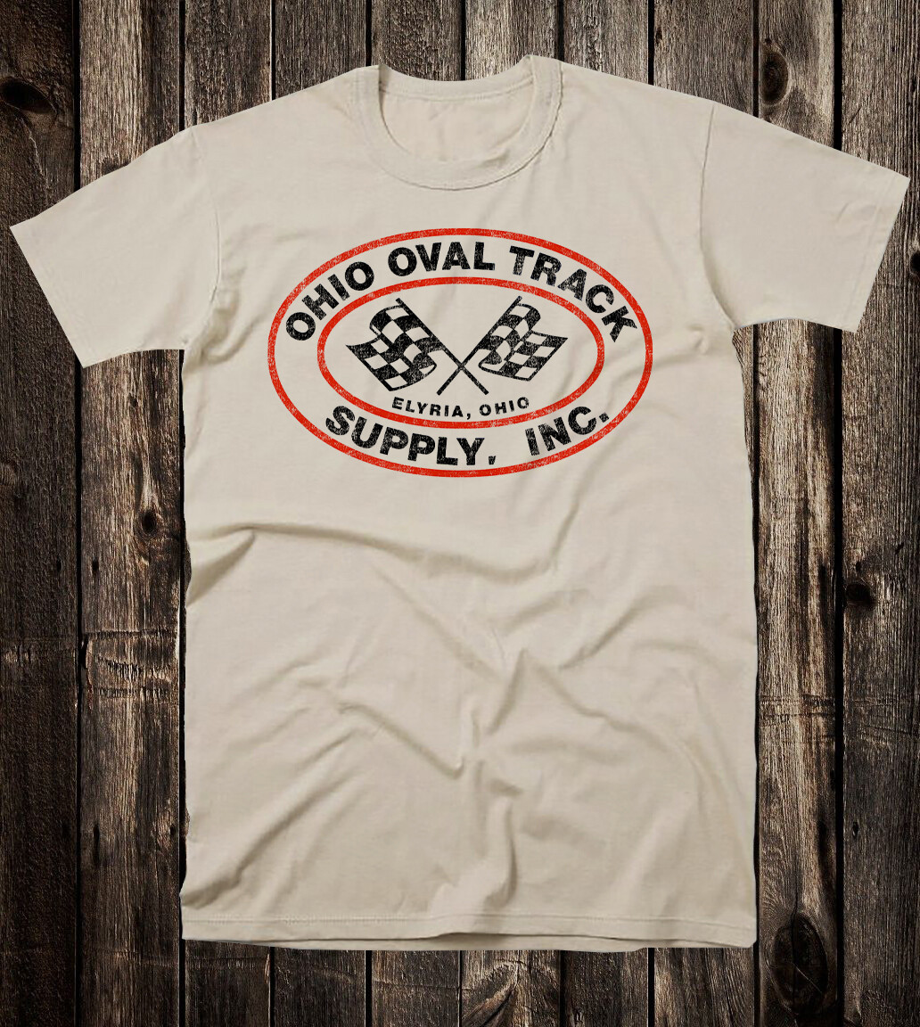 Mens Retro Hot Rod Tee T Shirt Drag Race Racing Speed Shop Ohio Oval Track