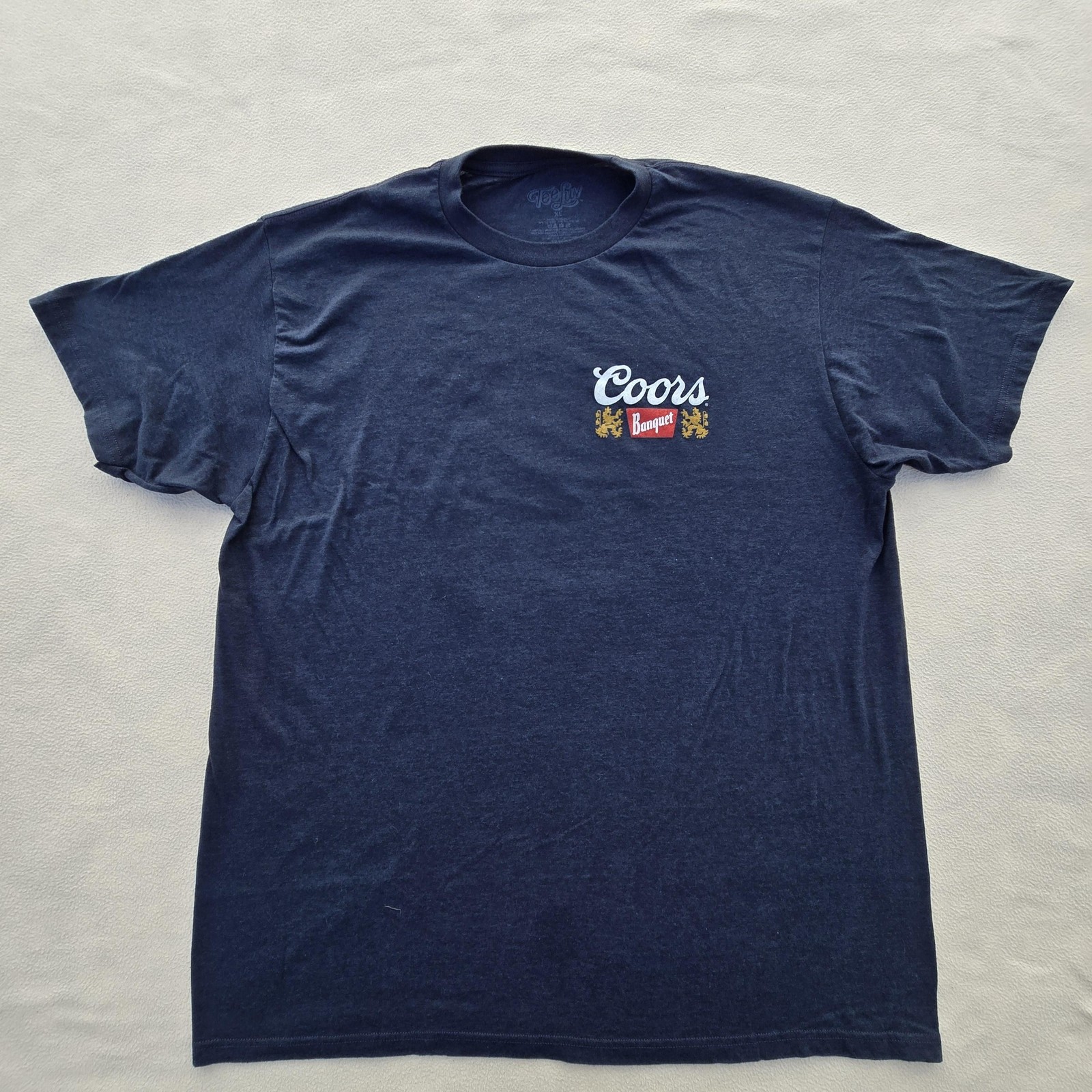 Tee Luv Coors Banquet Shirt Mens XL Blue Colorado Rocky Mountain Graphic Tee