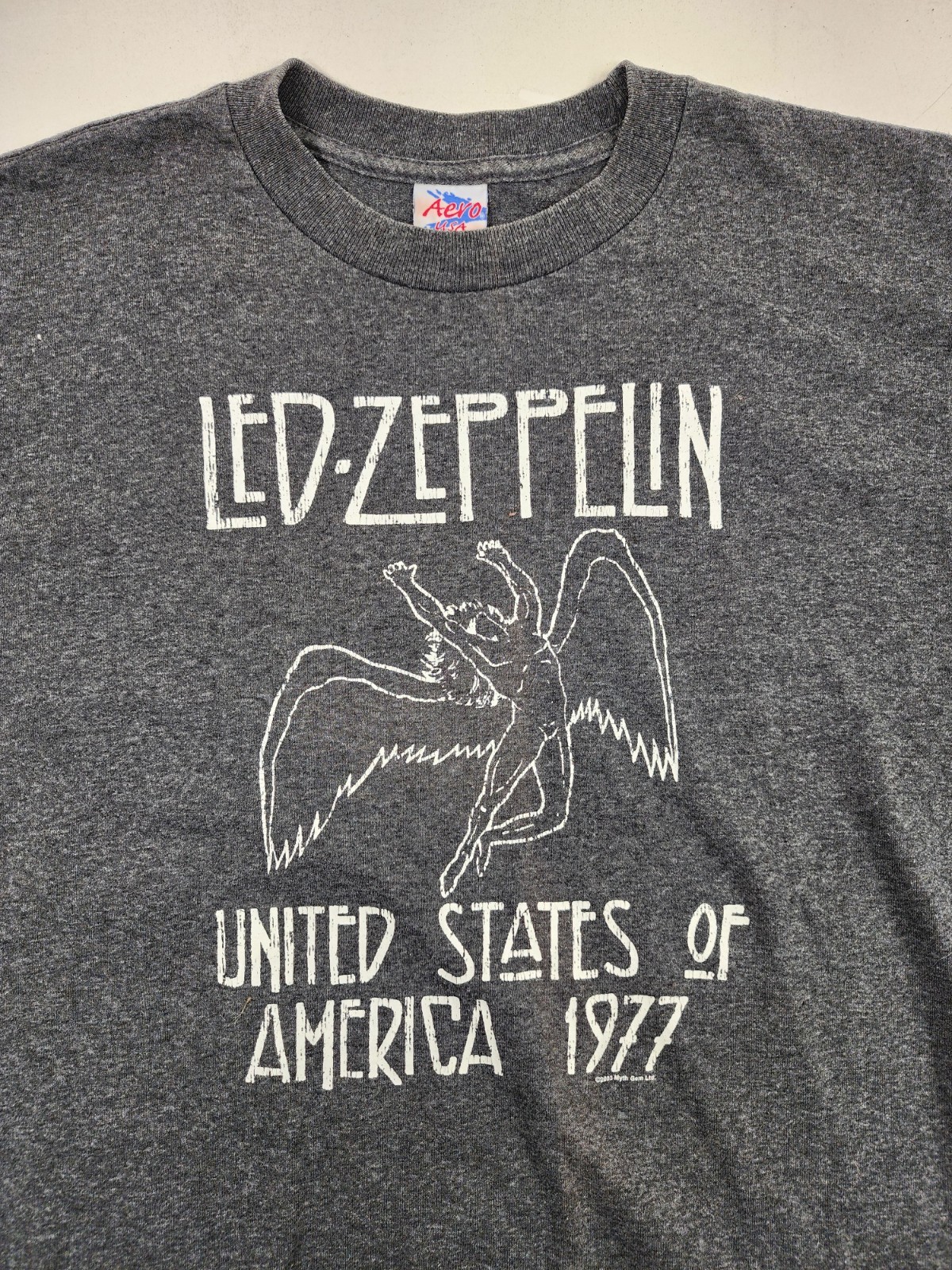 Led Zeppelin Shirt Mens Medium Gray Y2K Wings Rock Music Band 2003 Vintage