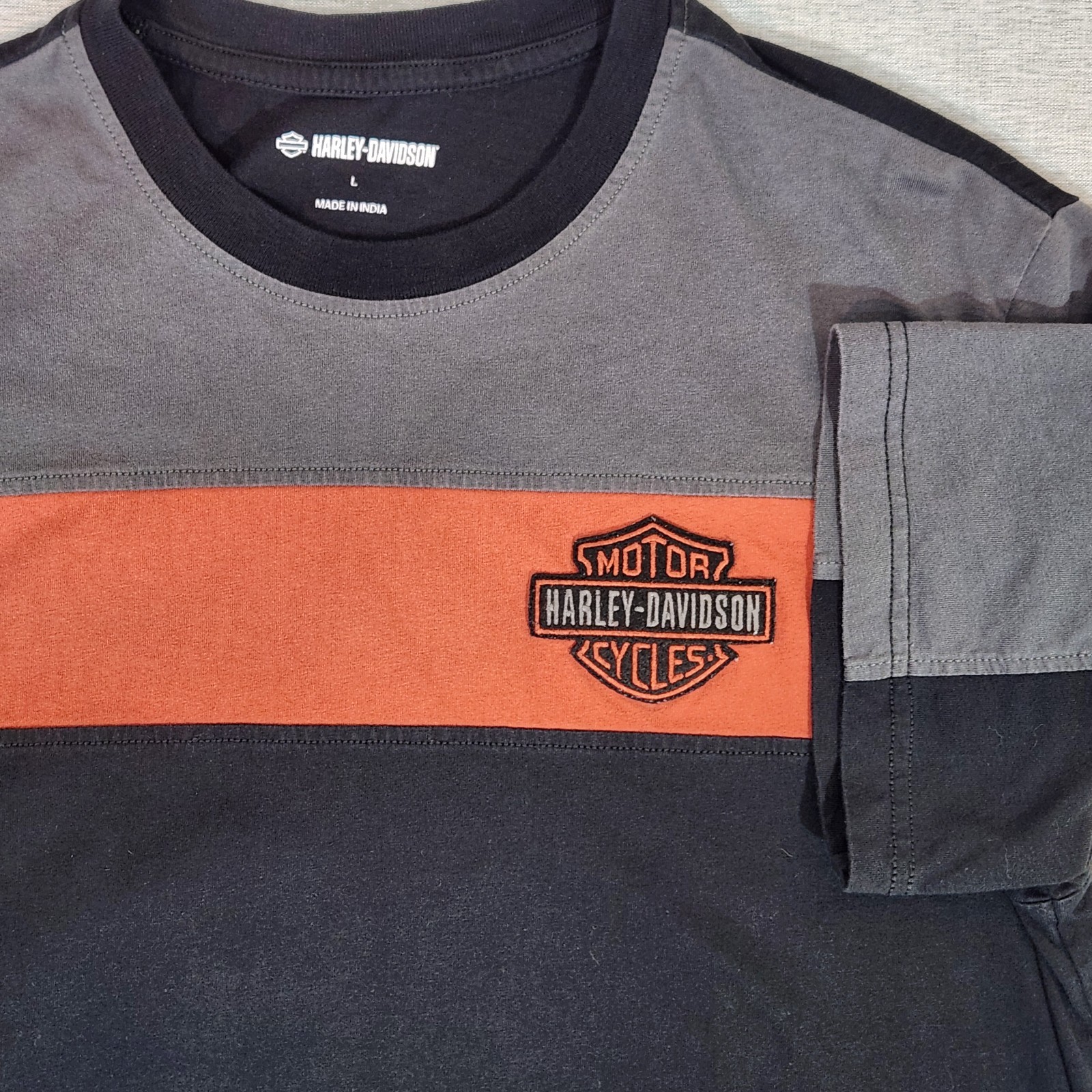 Harley-Davidson Men’s L Short Sleeve Graphic T-Shirt Color Block Logo Biker