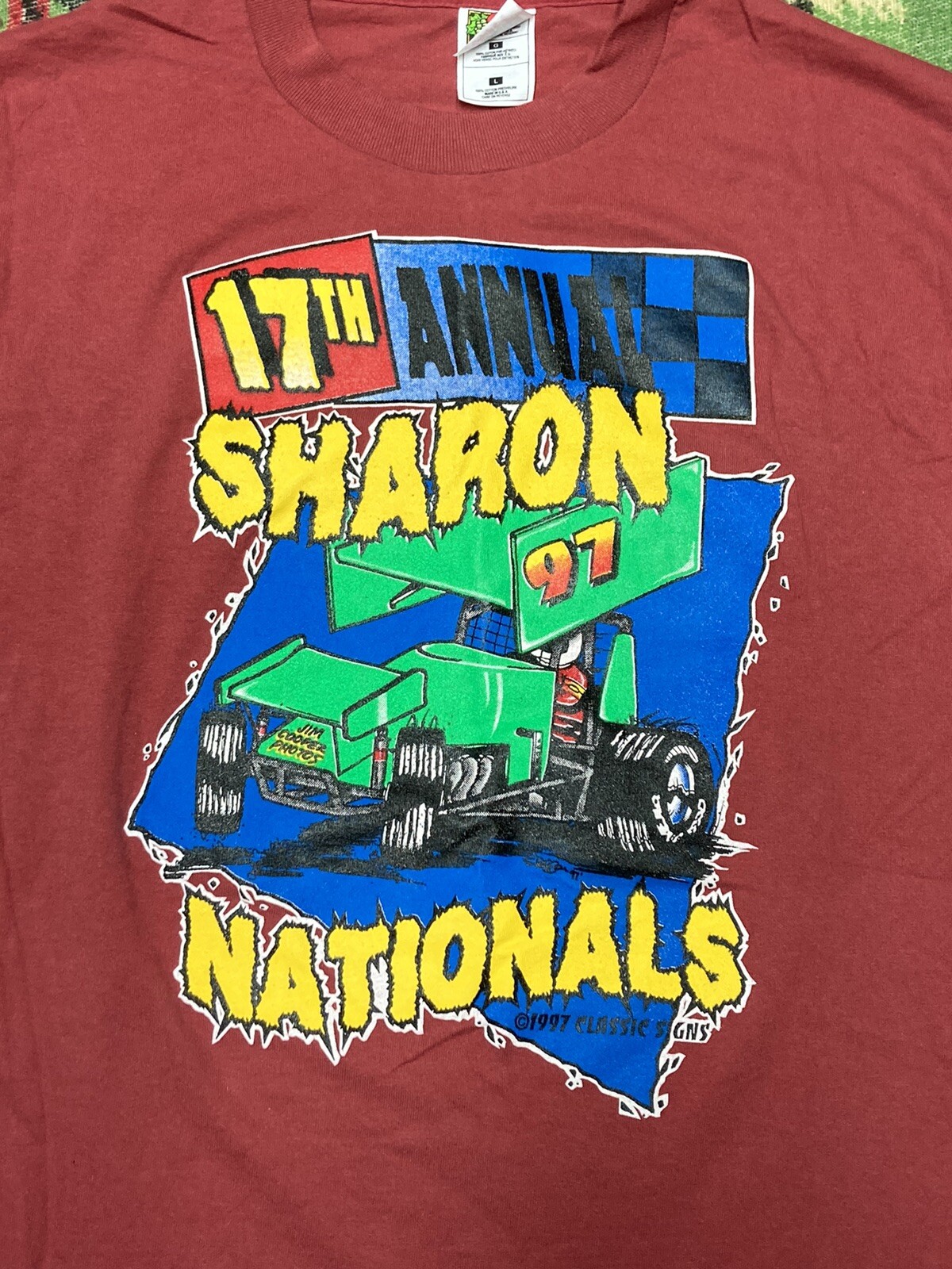 Vintage dirt racing shirt track race 1997 Sharon nationals Jim cooper NOS large