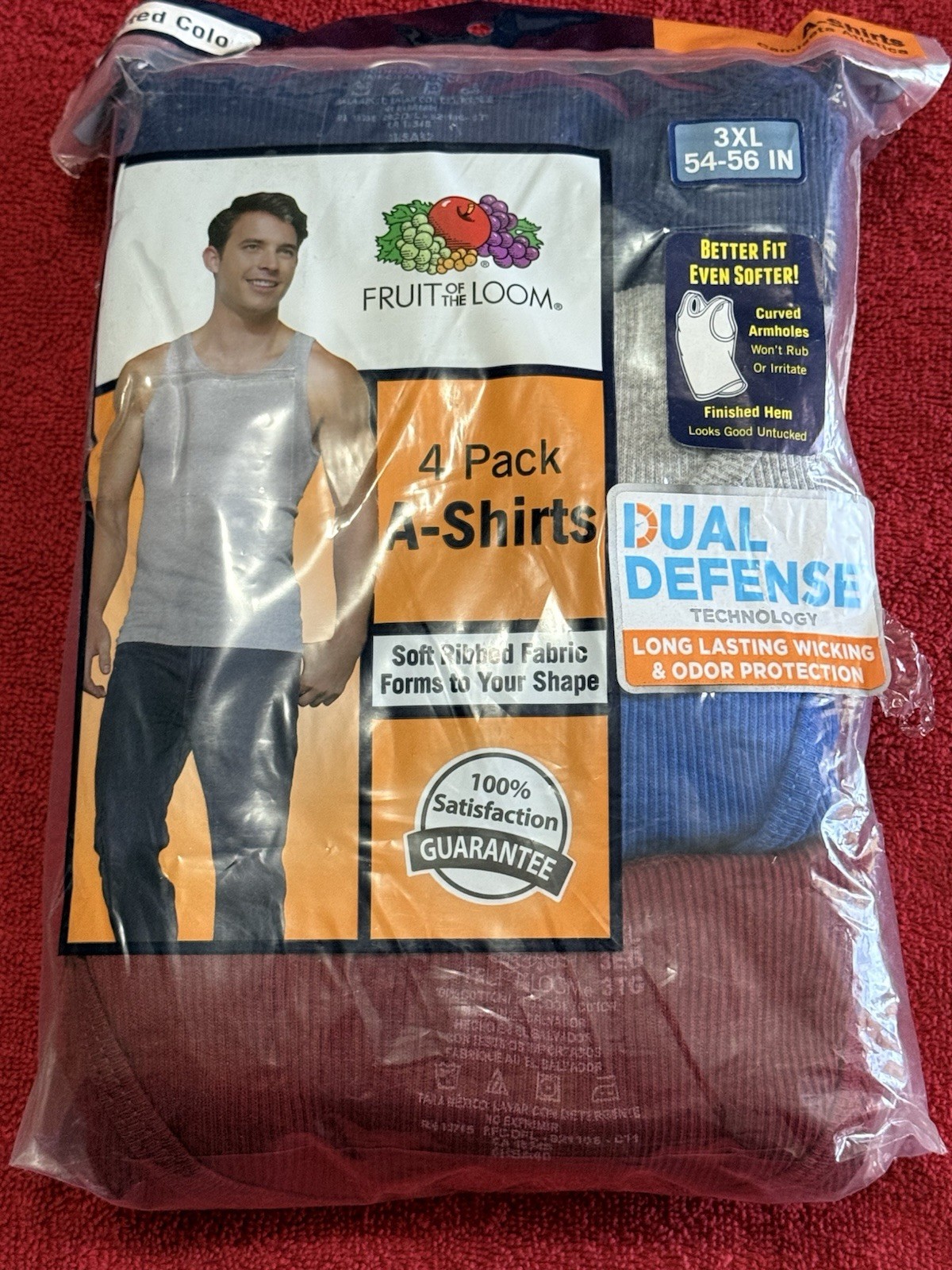 Fruit Of The Loom A Shirt 3XL 4 Pack 4 Color