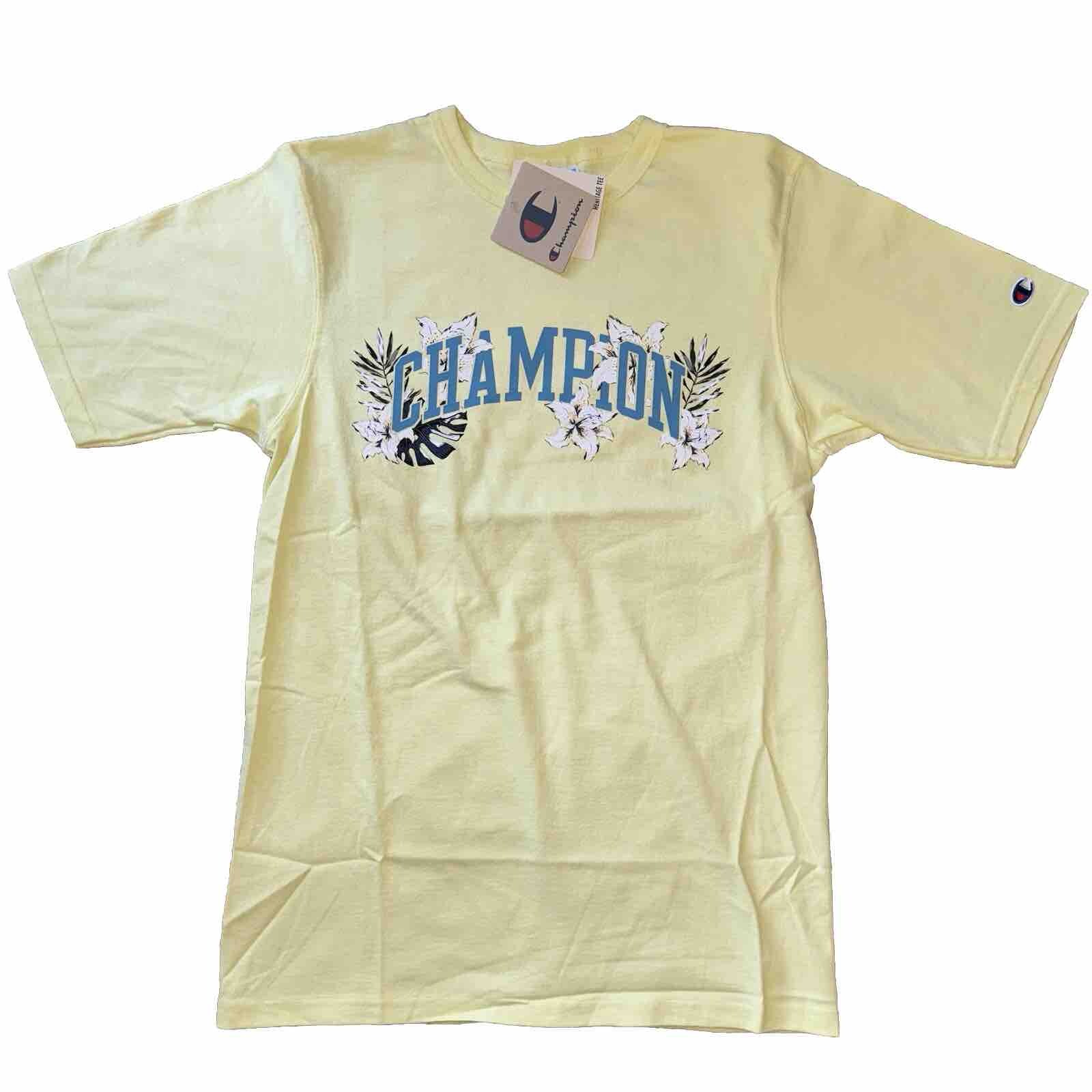 Champion Floral Graphic Heritage T-Shirt Yellow Multicolor C21035-106 Men’s NWT