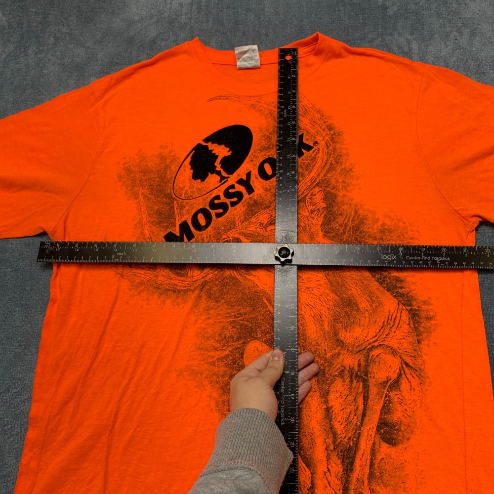 Mossy Oak Paramount Outdoors T Shirt Mens Large Orange Graphic Print Crew Neck