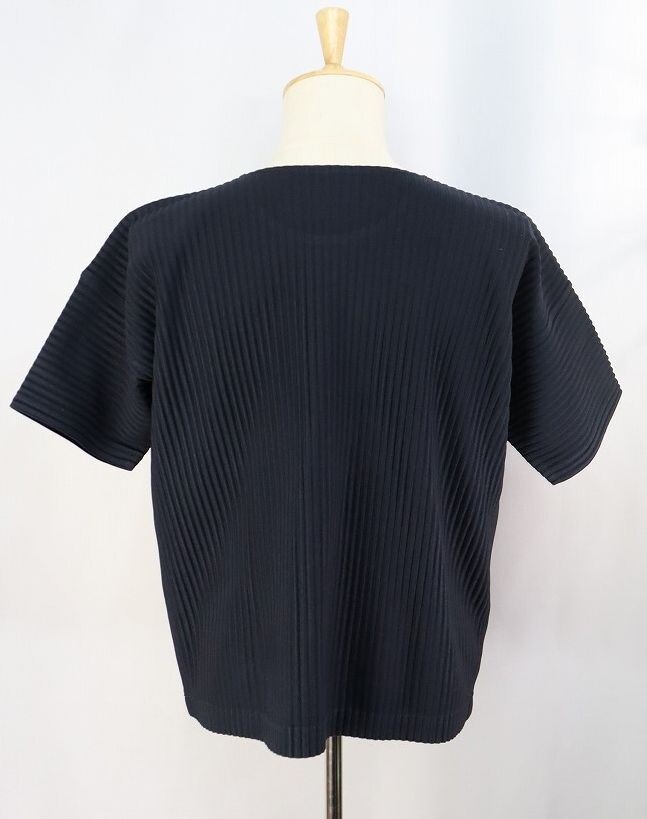 Authentic HOMME PLISSE ISSEY MIYAKE Navy Blue Men’s Tee Top Size2 182 8121