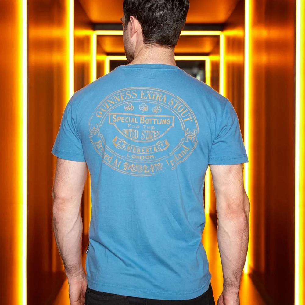 Guinness Gold Harp Premium Trademark 1759 Label Blue T-Shirt new in plastic 3XL