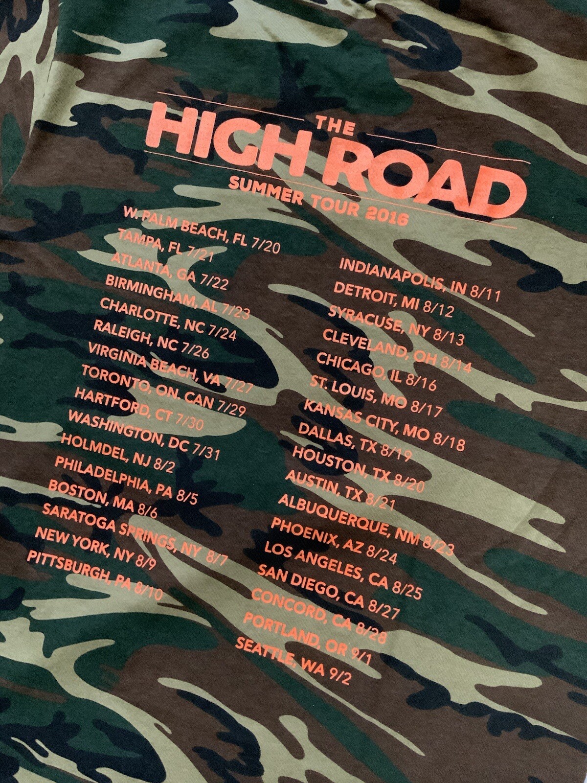 Casey Veggies The High Road Summer Tour 2016 Camouflage Concert T-Shirt Sz. M