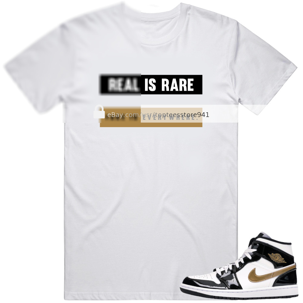 Shirt To Match Air Jordan 1 Mid Patent Black White Gold Men