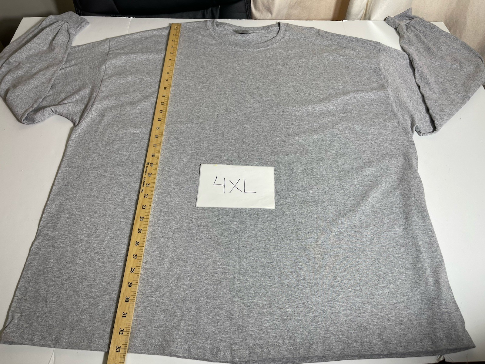 Gildan Men’s Long Sleeve T-Shirt Heavy Cotton Plain Blank Gray Tee Sz 4XL New