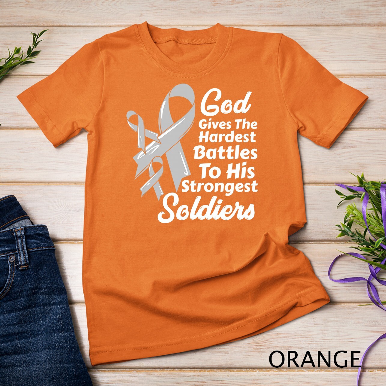Brain Cancer Awareness Ribbon Fight Chemo Faith Soldiers God Unisex T-shirt
