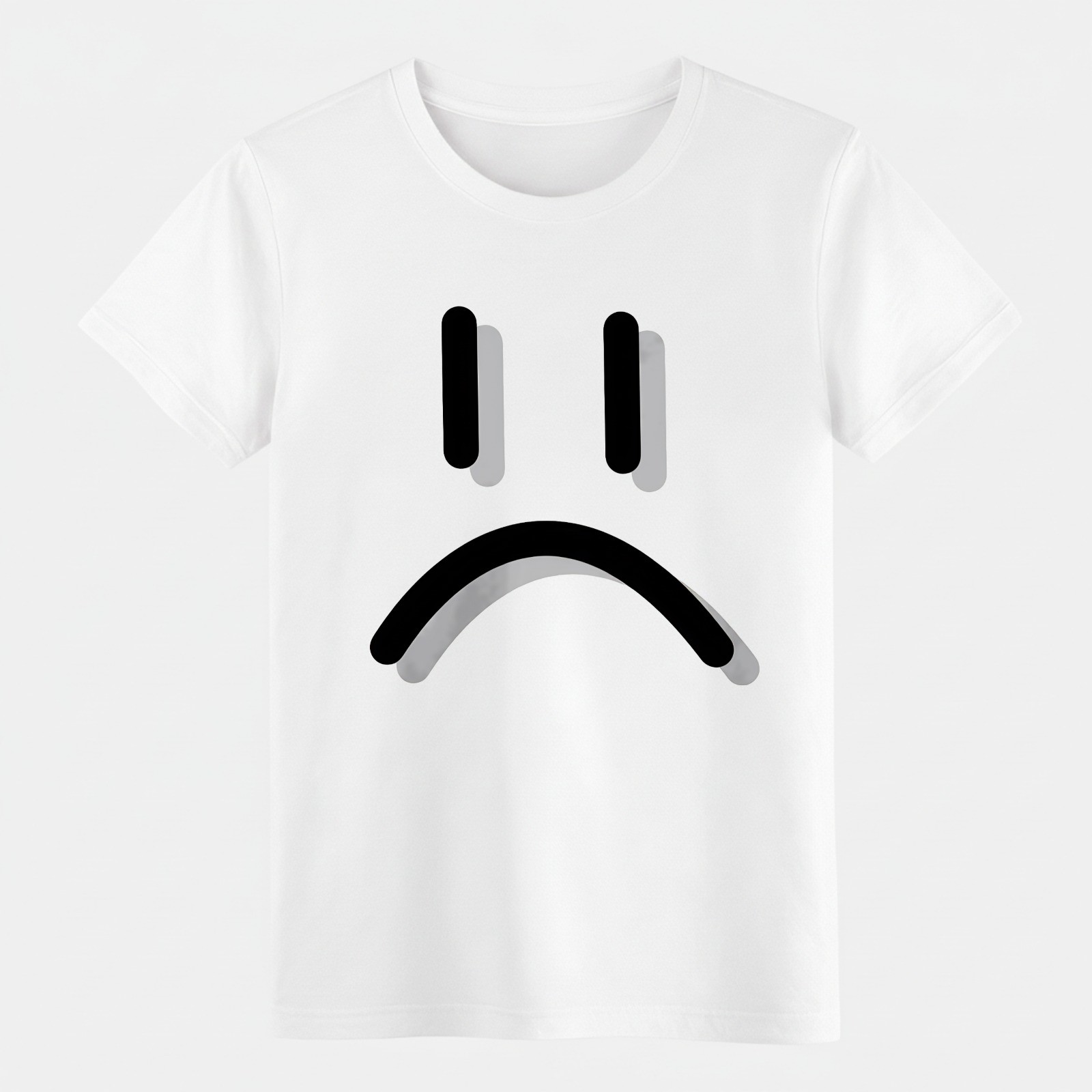 Unisex Edgy Sad Face Emoji Print Tee|Daily Errands & Street Style Casual T-Shirt