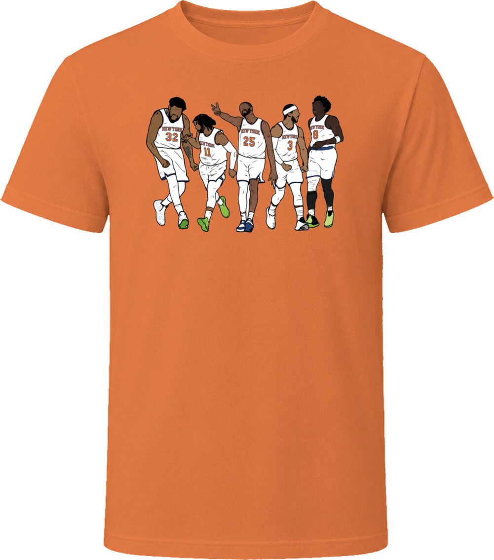 NEW YORK TRENDING Jalen Brunson KAT Og Mikal Bridges N.Y Hart T Shirt