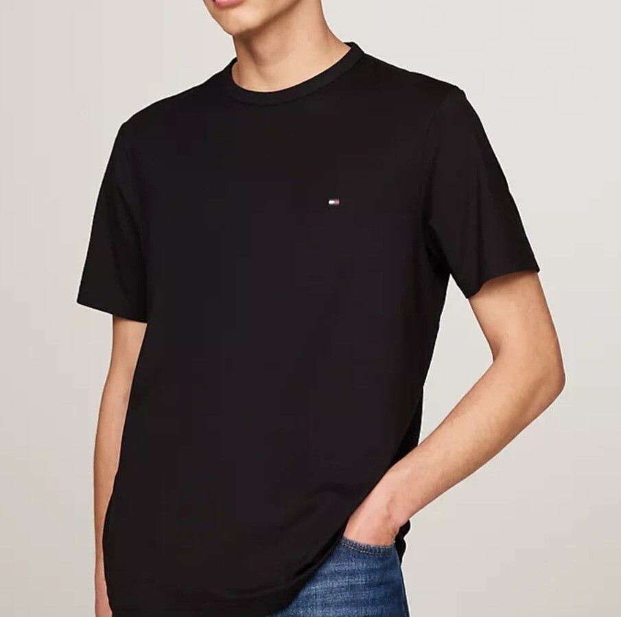 Tommy Hilfiger Mens Small Tshirts Core Flag Crew-neck Classic Black New W Tags