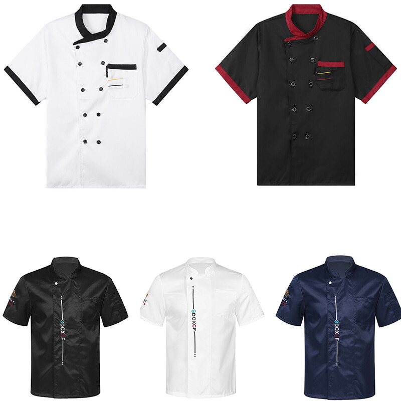 Men’s Chef Coat Jacket Hotel Restaurant Kitchen Stand Collar Cook Uniform