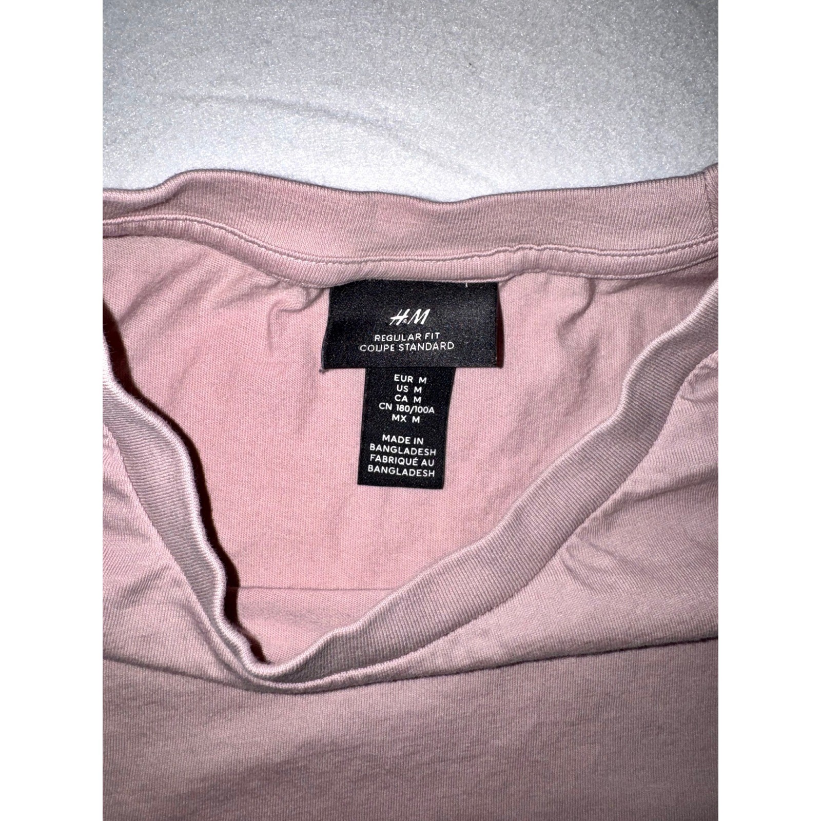 H&M T-Shirt Mens Medium Mauve Pink Regular Fit Cotton Crew Neck