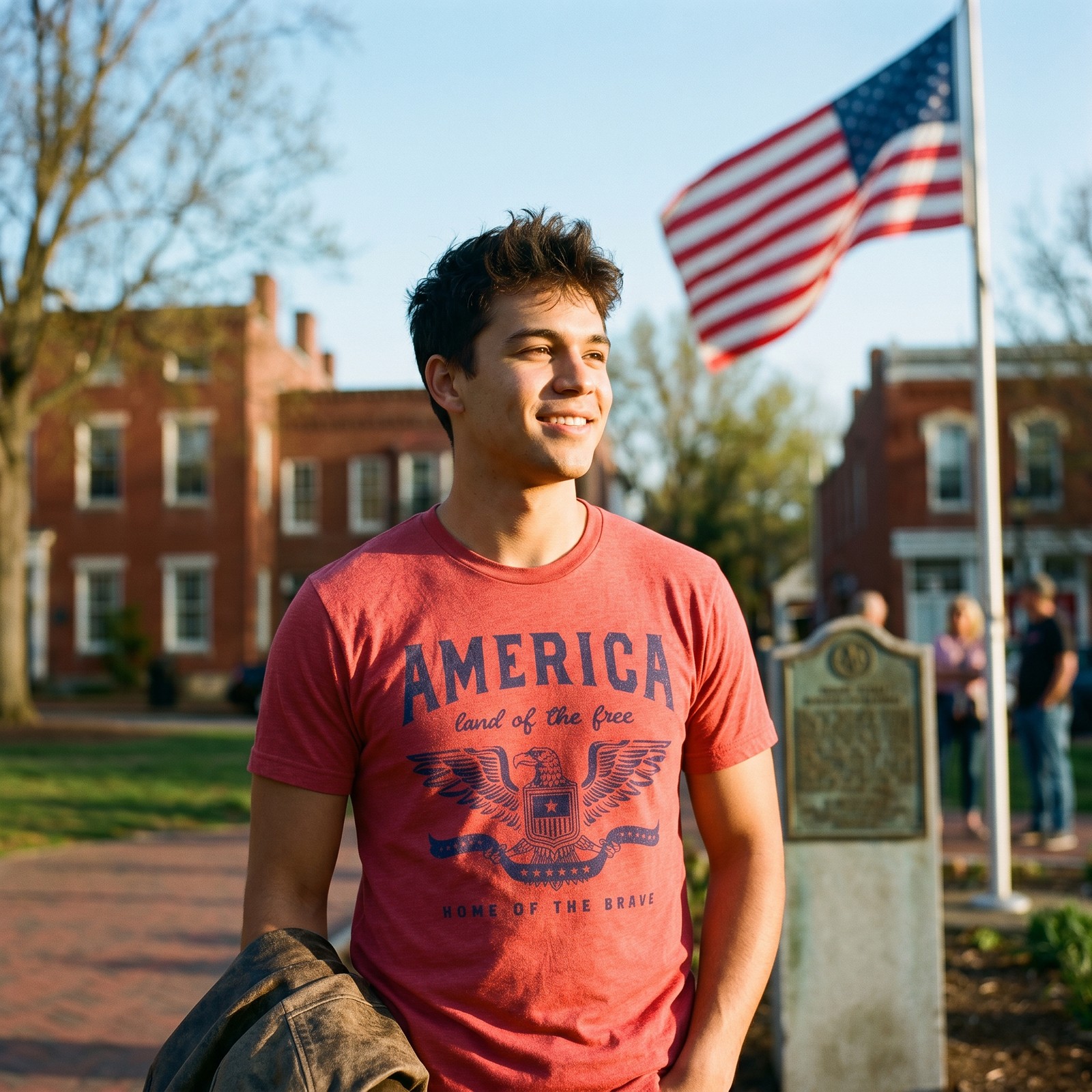 Mens Funny T Shirts America Land Of The Free Home Of The Brave Graphic Patriotic