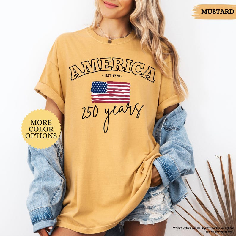 Comfort Colors America 250 Years Shirt 4th Of July American Flag Patriotic Gift