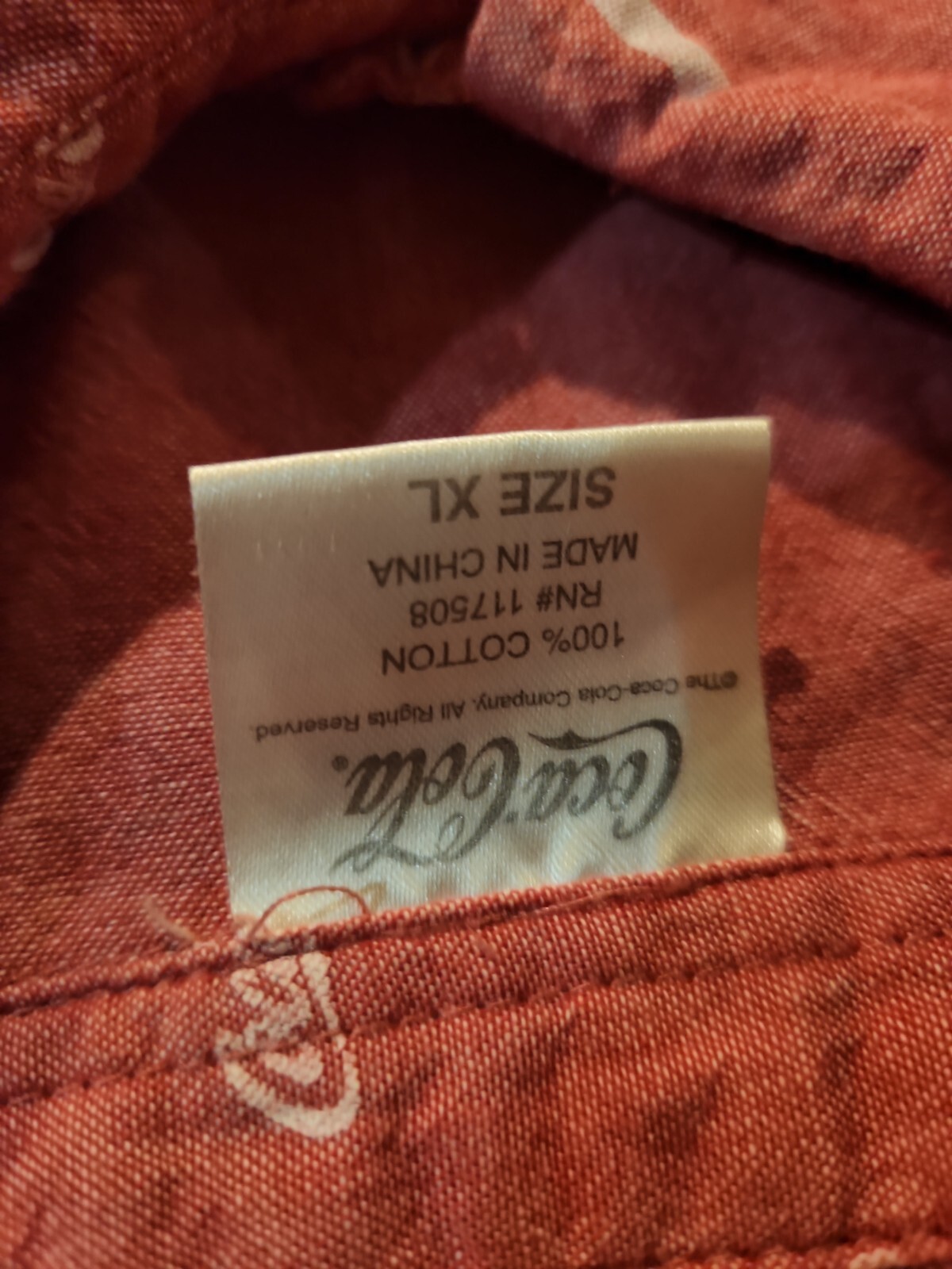Coca Cola Print Red Shirt Size Xl Sz Lg button front Unisex Memorabilia