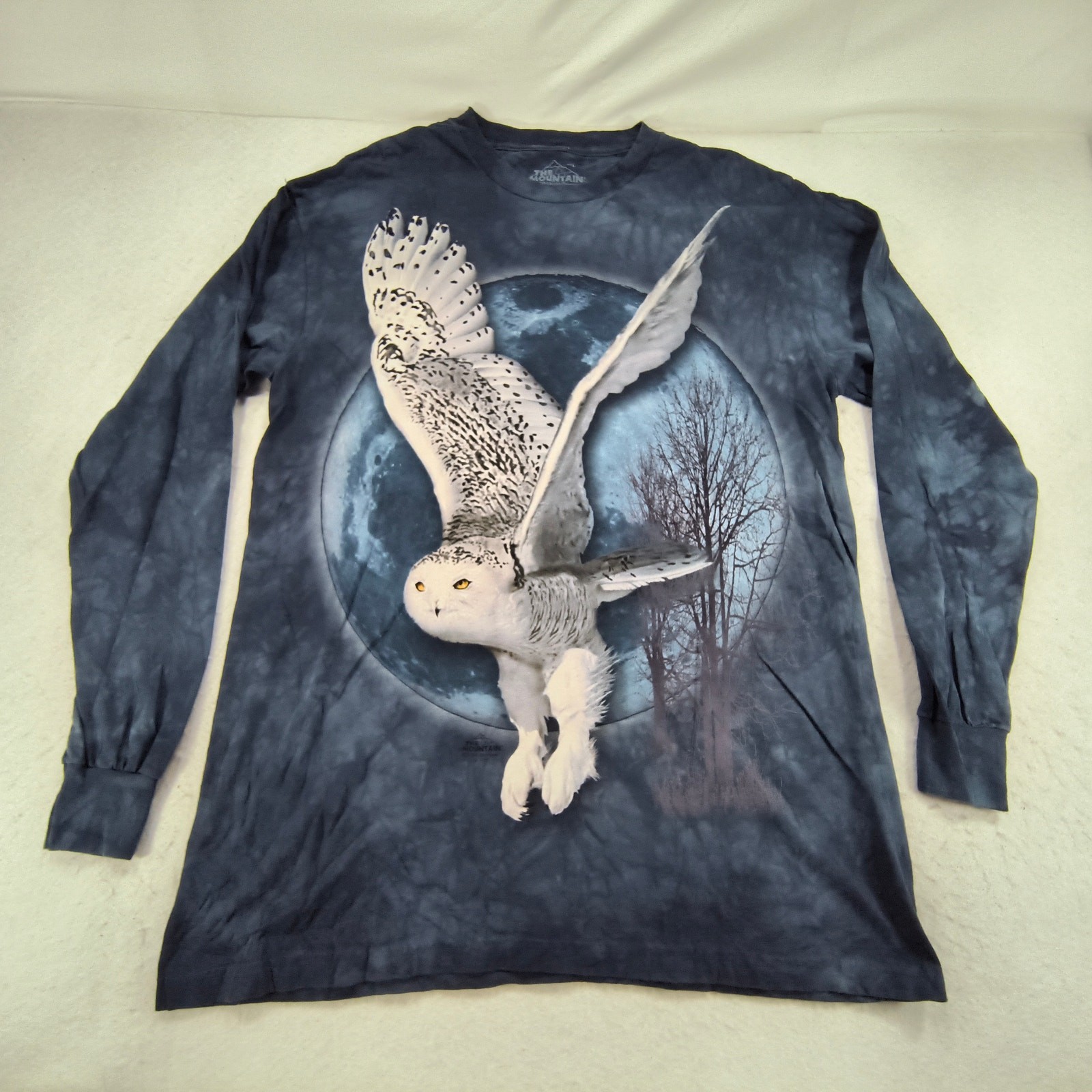 The Mountain Owl Long Sleeve Casual Graphic T Shirt Adult Mens Size L Blue