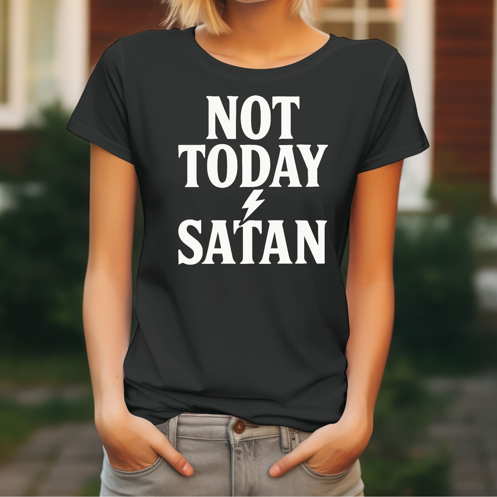 Jesus Men’s T-Shirt Christ God Various Sizes Colours Ladies Not Today Satan