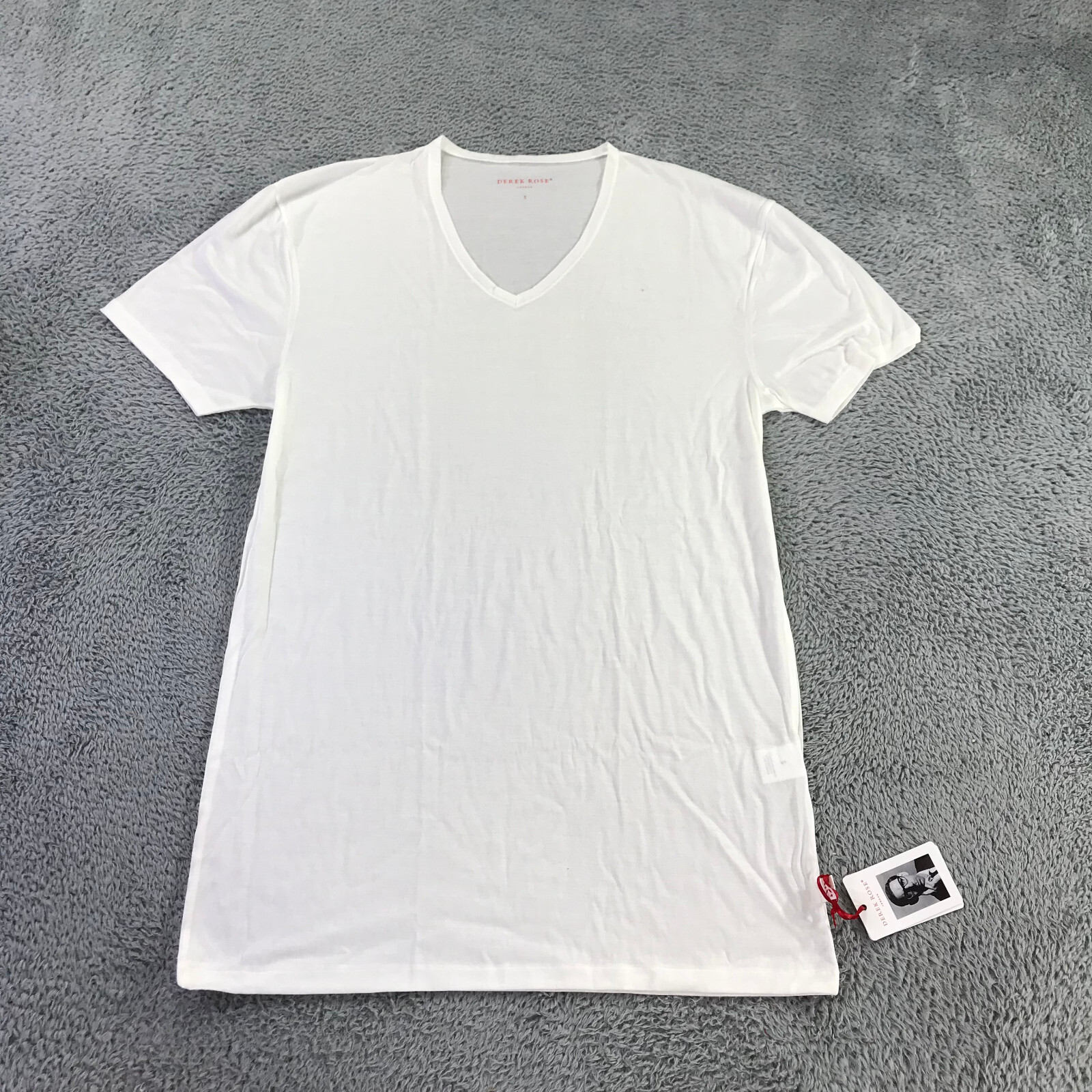 Derek Rose Shirt Mens Small London T-Shirt $ 115 Short Sleeve Tee V Neck Cotton