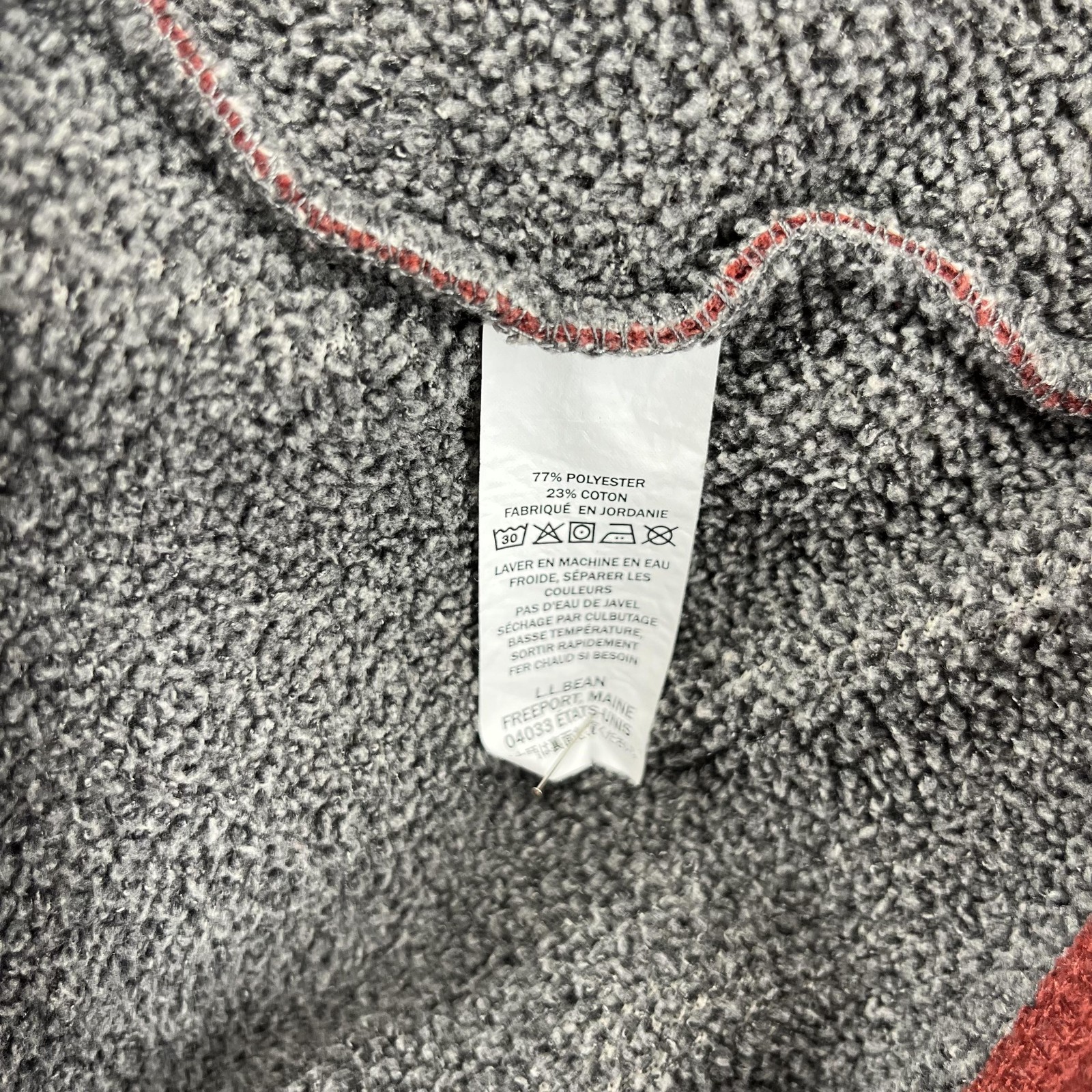 L.L.Bean Henley Pullover Mens 3XL Red Sherpa Fleece Lined Waffle Knit Thermal