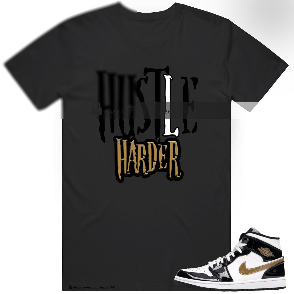 Shirt To Match Air Jordan 1 Mid Patent Black White Gold Men