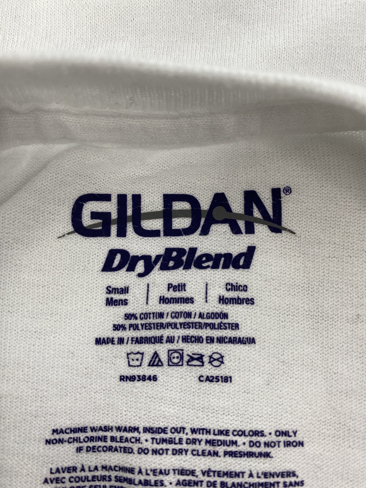 Gildan Dry Blend Mens T Shirt sz S White H Conditioning Gym Core Athleisure