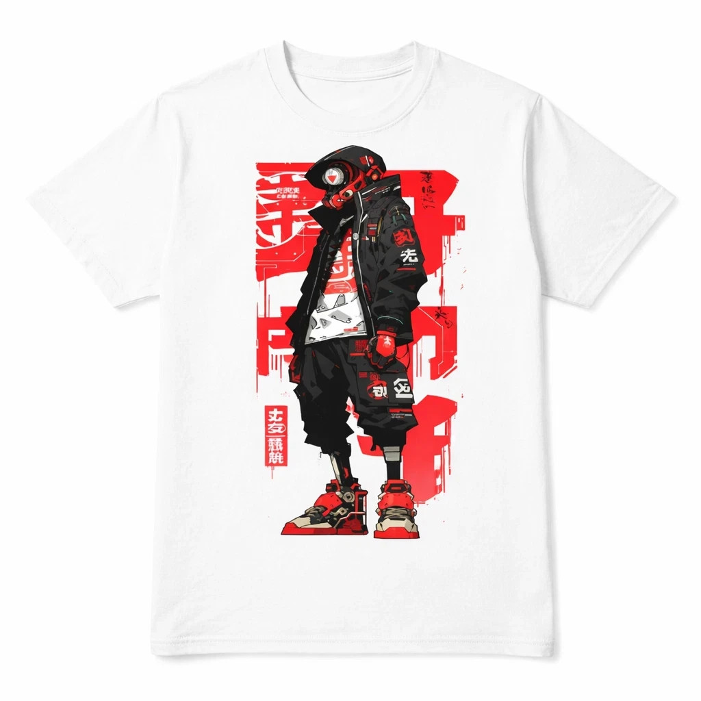 Unisex Cyberpunk Graphic tshirt Streetwear Japanese Anime Style Urban Black Tee