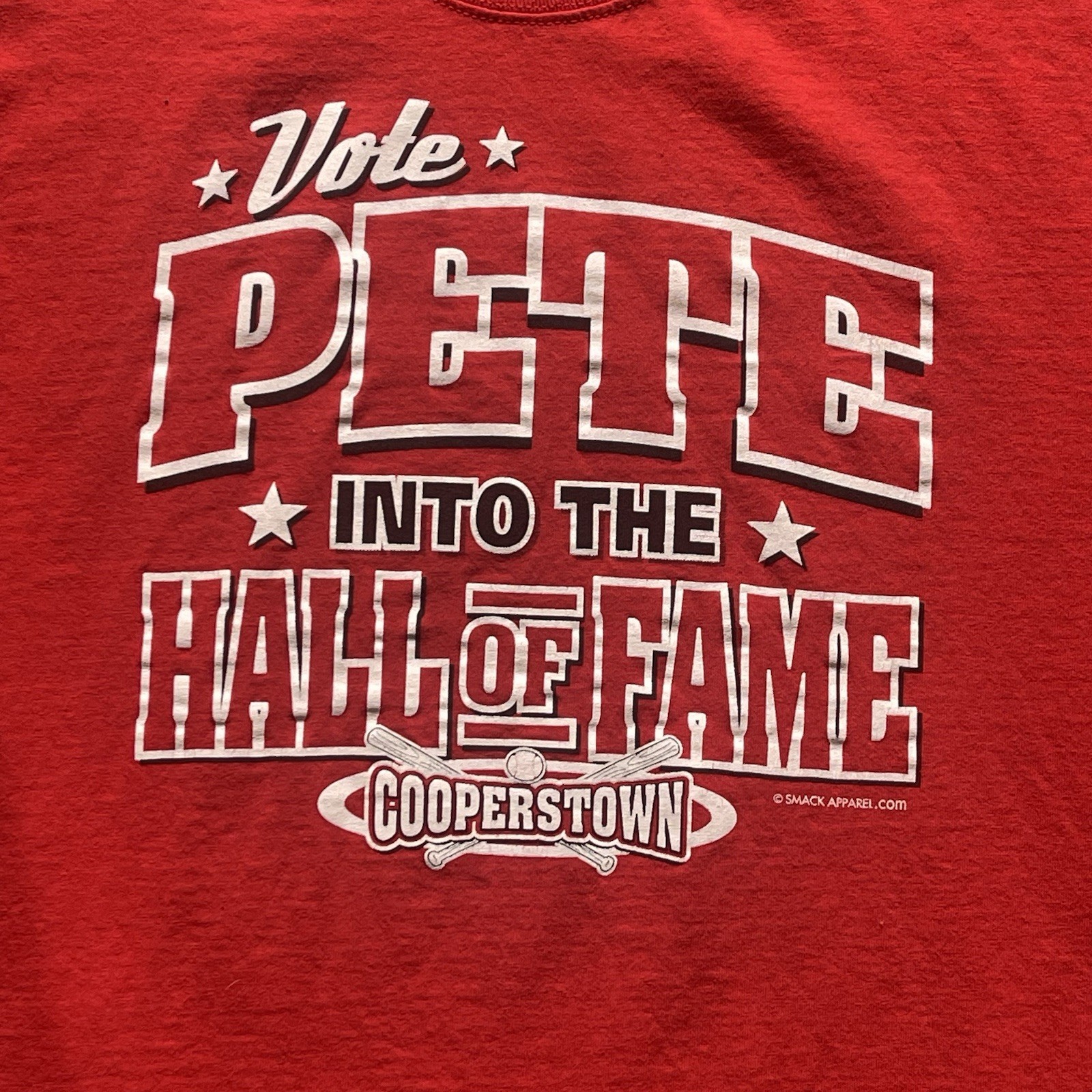 Pete Rose T-Shirt Men’s Lg Double Sided Cincinnati Reds MLB Vote Pete Into HOF