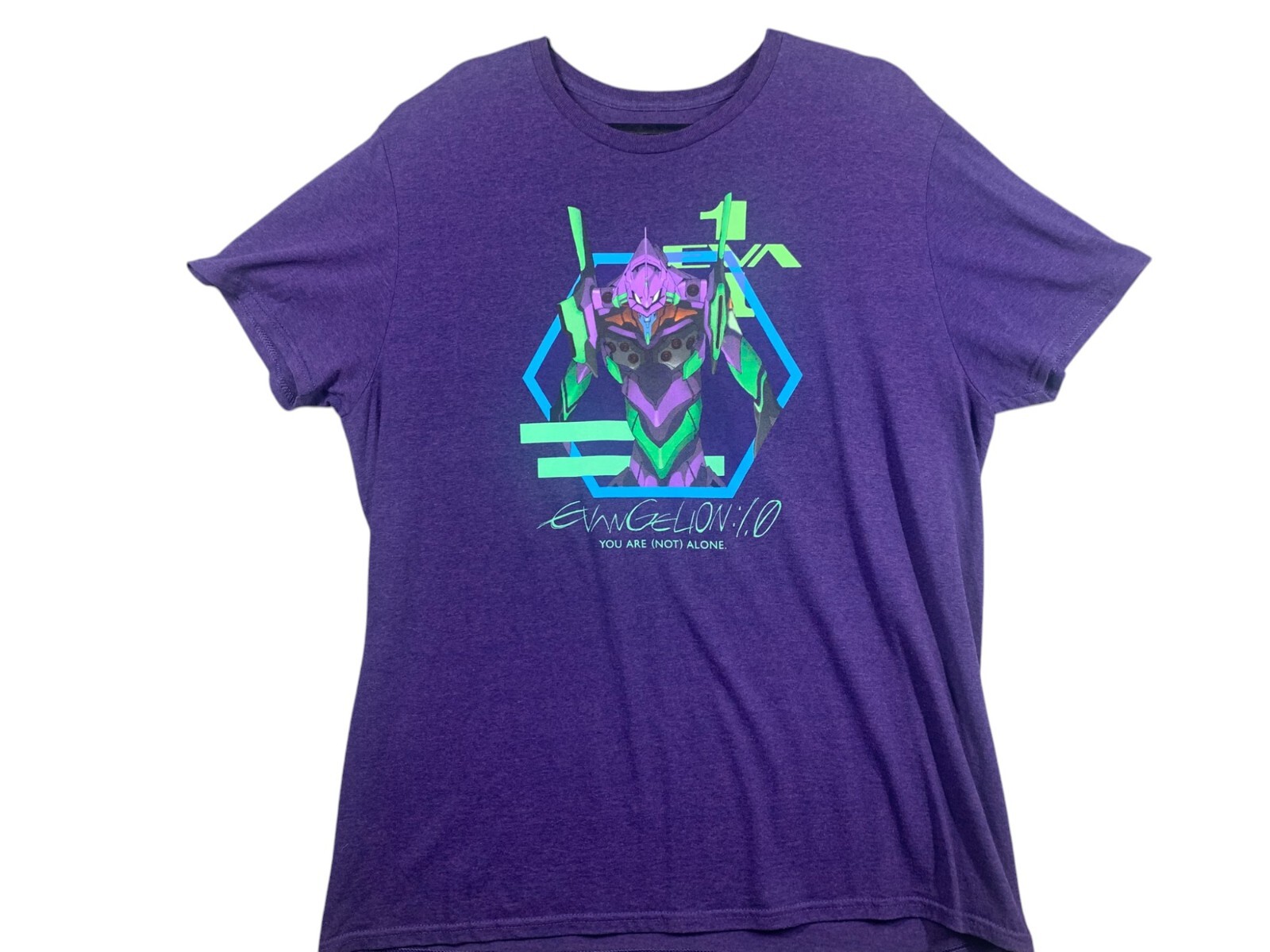 Evangelion 1.0 You Are (Not) Alone Shirt Mens XL Purple Neon Genesis Evangelion