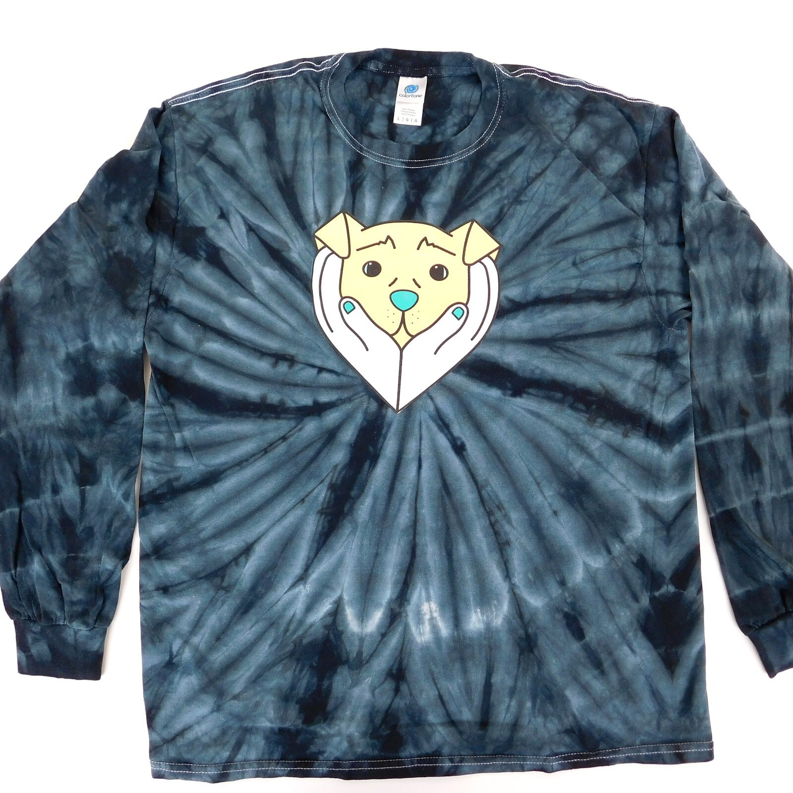 Colortone T Shirt L Tie Dye Graphc Dog Front Happy Dogs Happy People Back